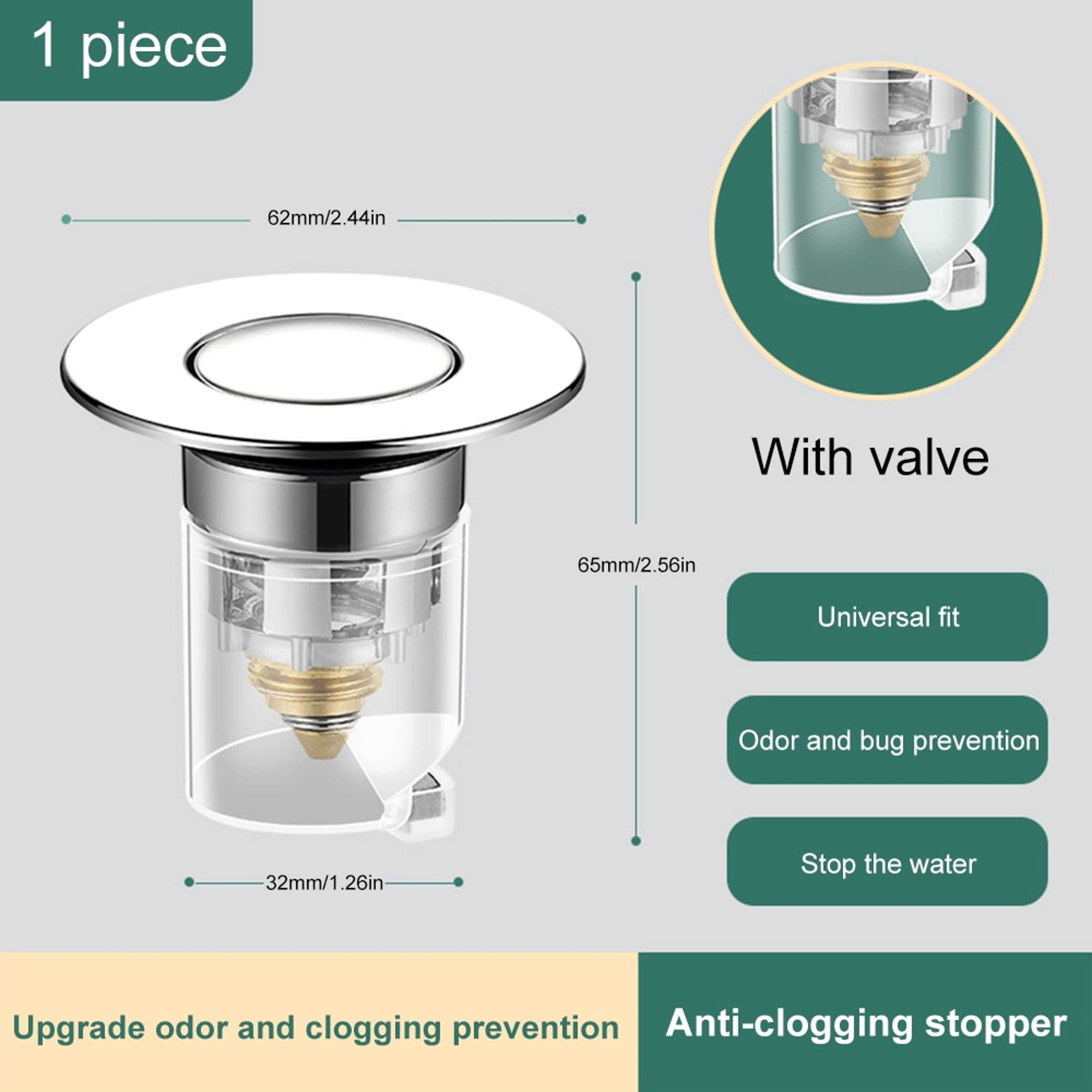 Sink Drain Stopper Pop Up Basin Drain Filter Anti-Clogging – view 8