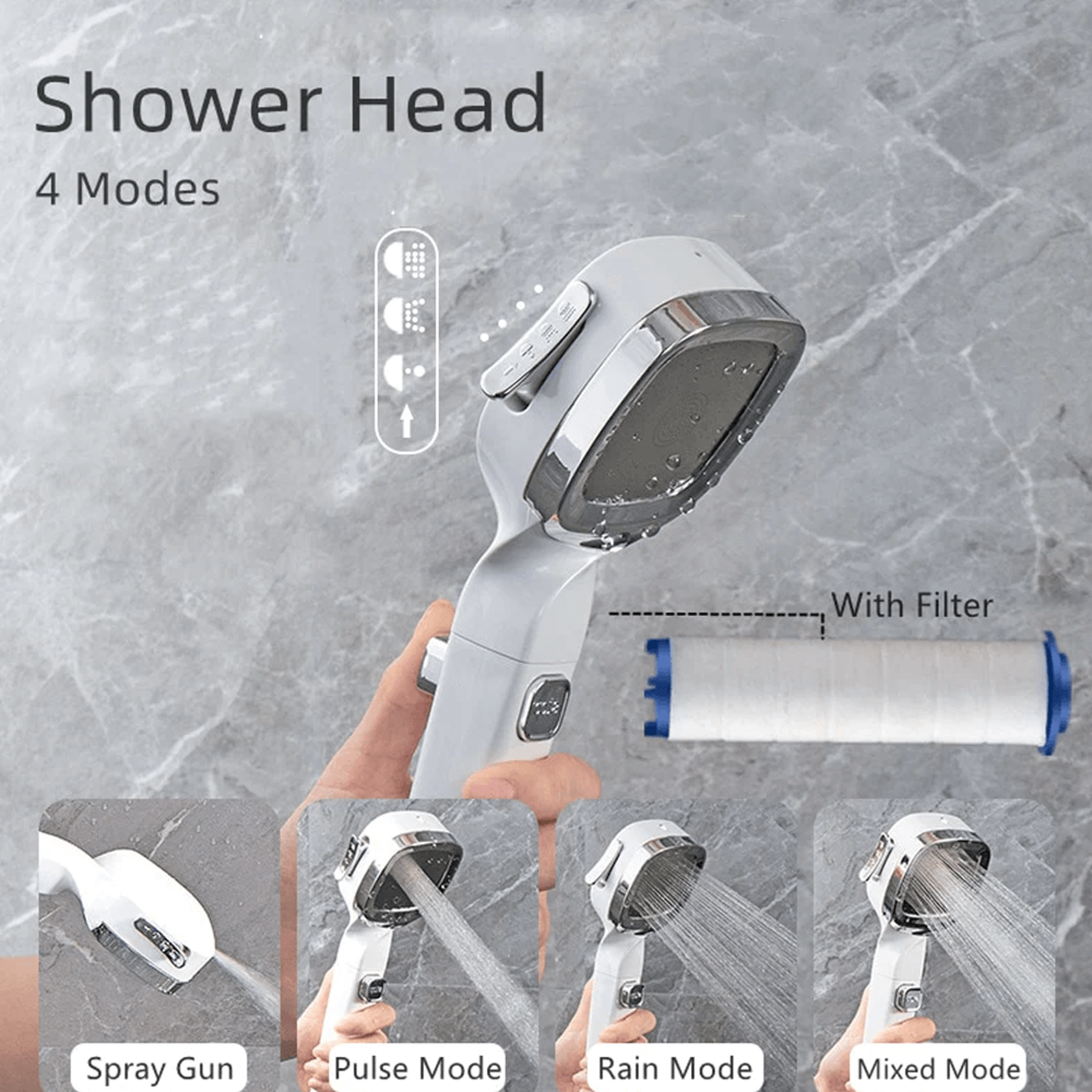 4 Spray Modes High-Pressure Shower Head – view 4