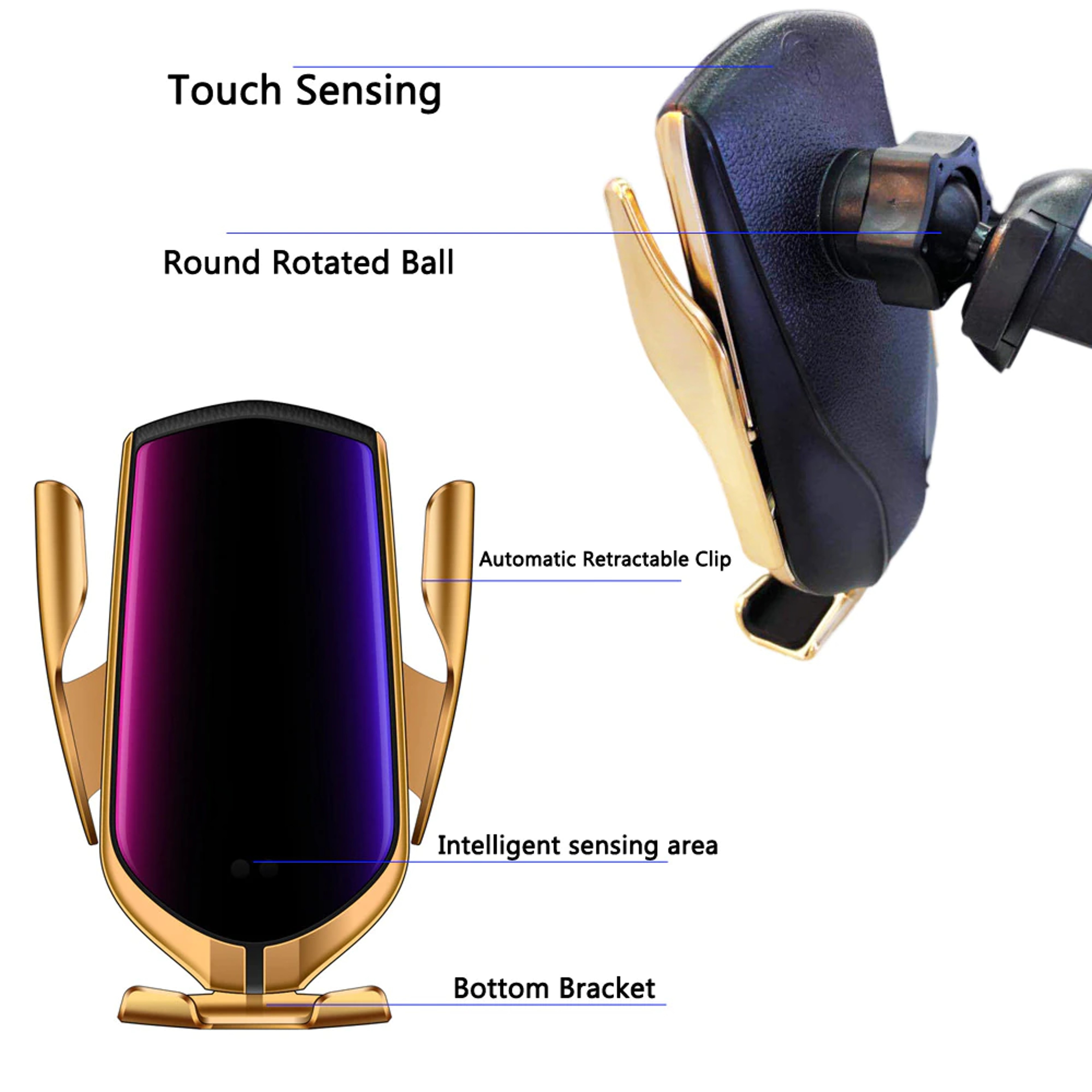 Automatic Clamping Wireless Car Charger Mount 6