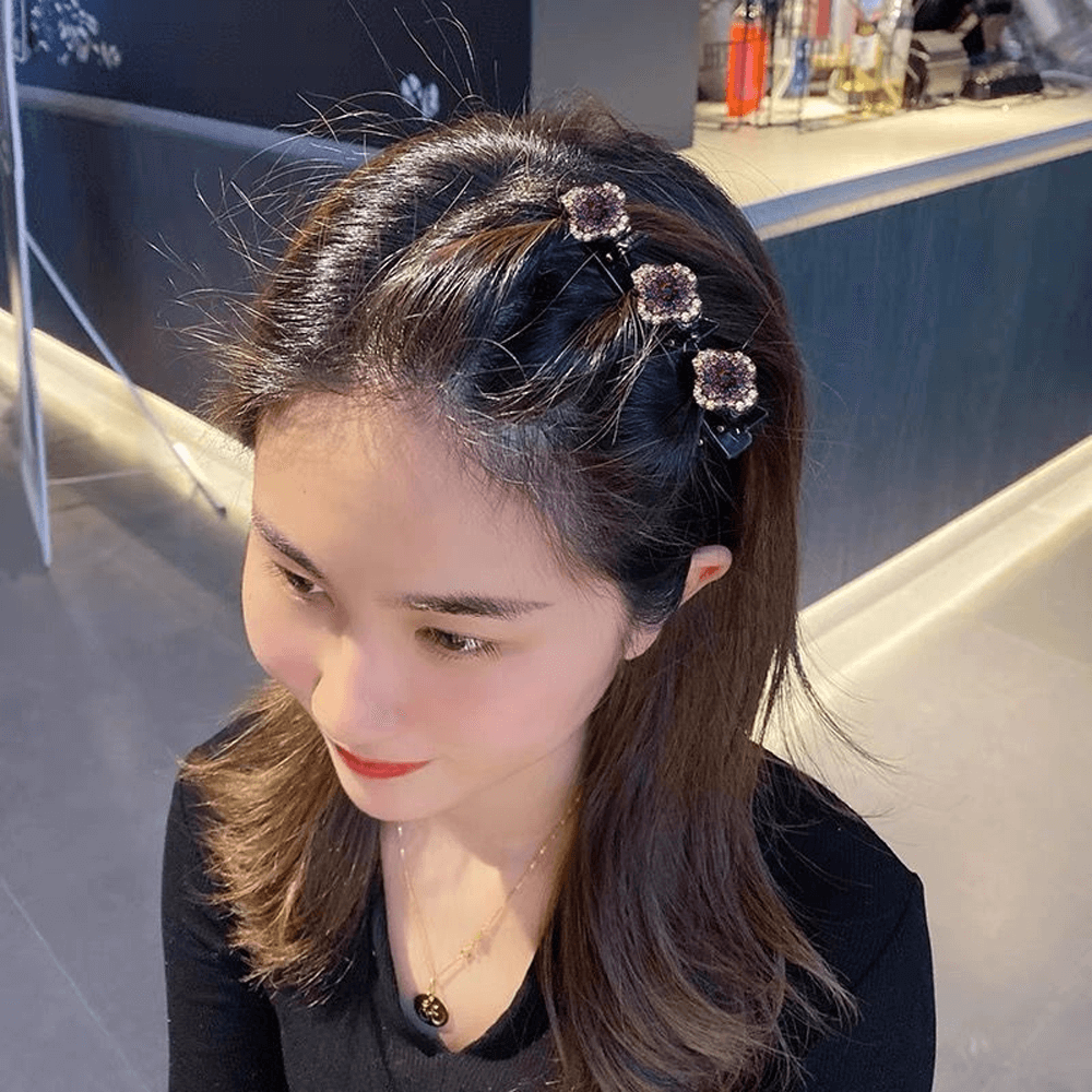 Sparkling Crystal Stone Braided Hair Clips – view 3