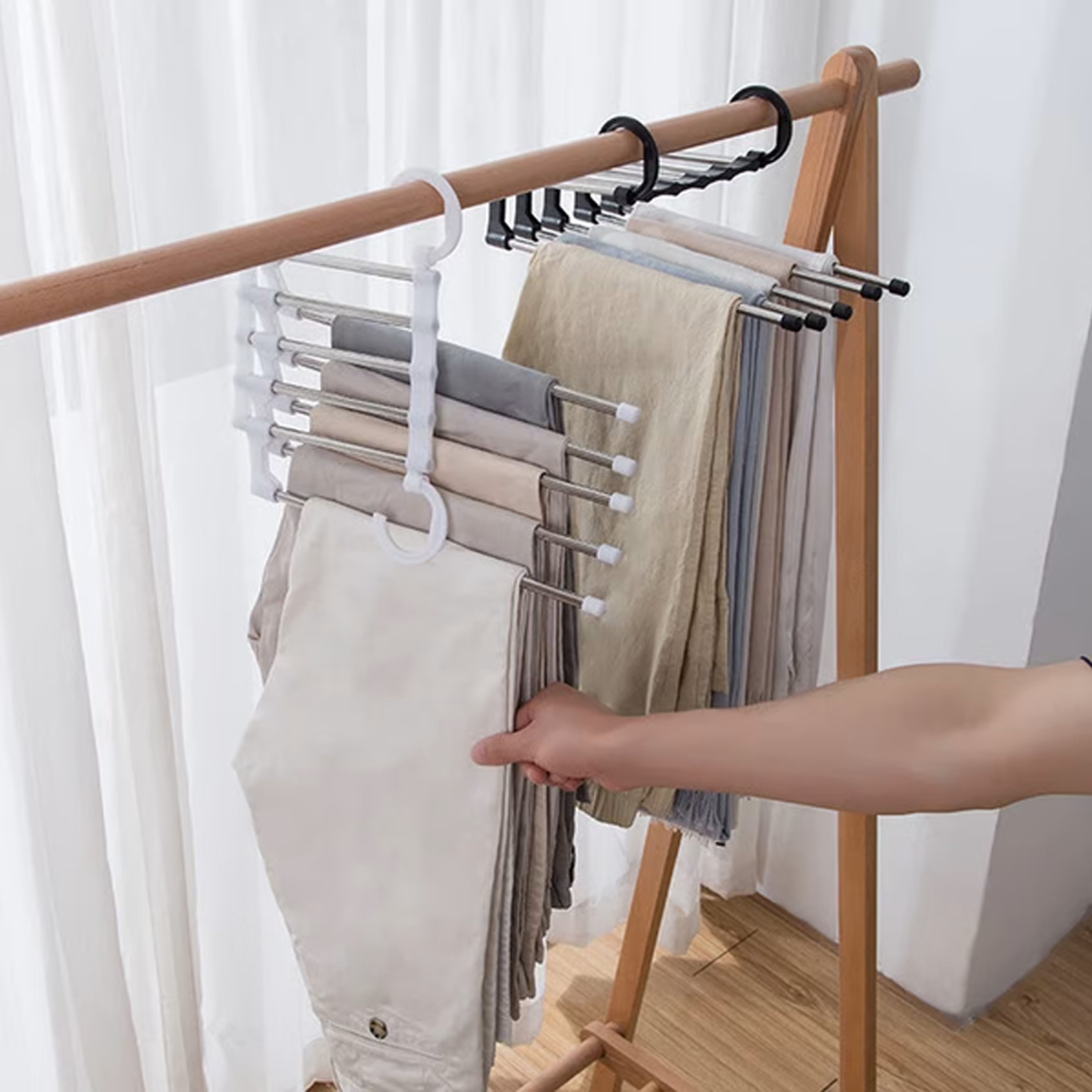 5 Layered Multi-Functional Pant Hanger white