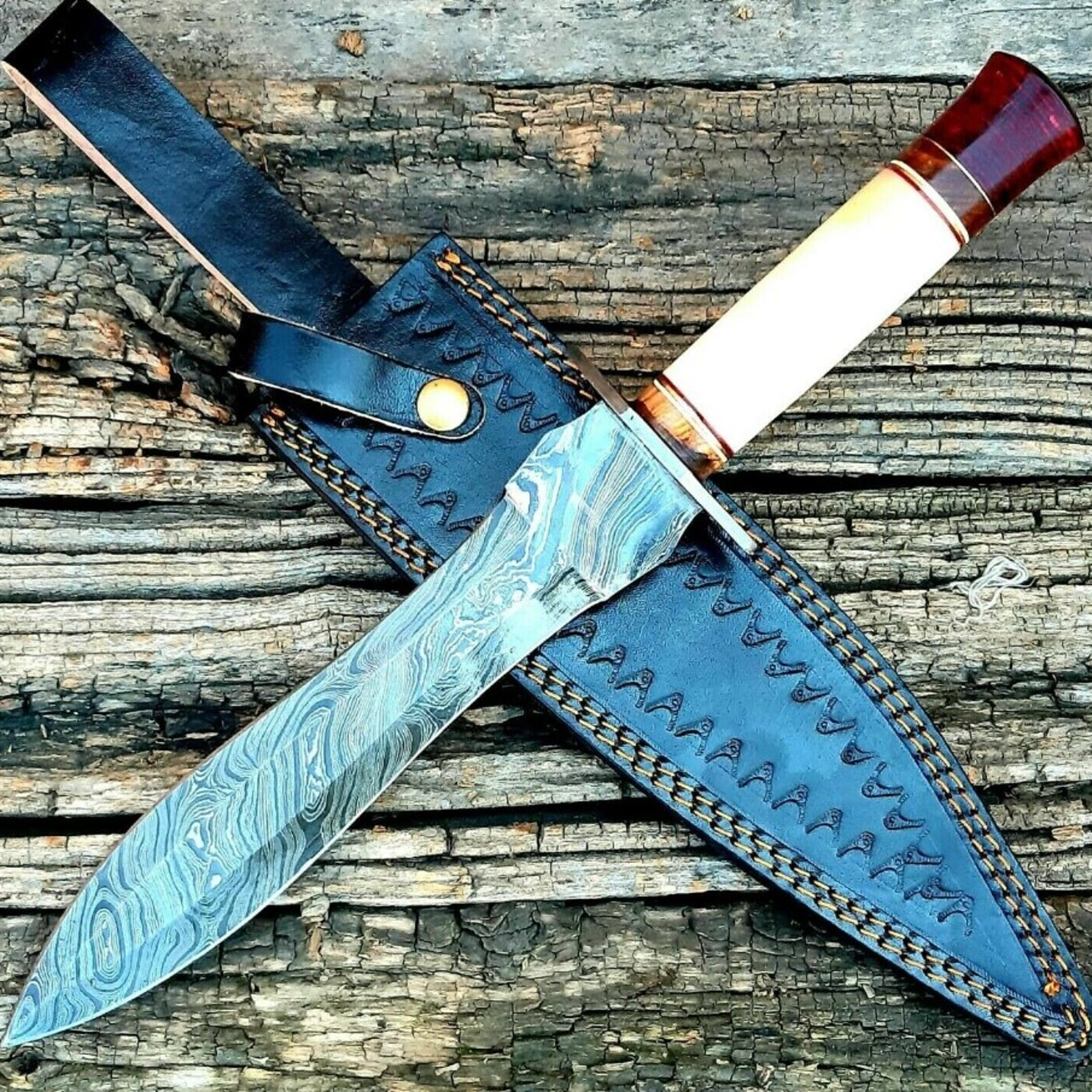 Dagger Knife Custom Handmade Damascus Steel For Hunting – view 1