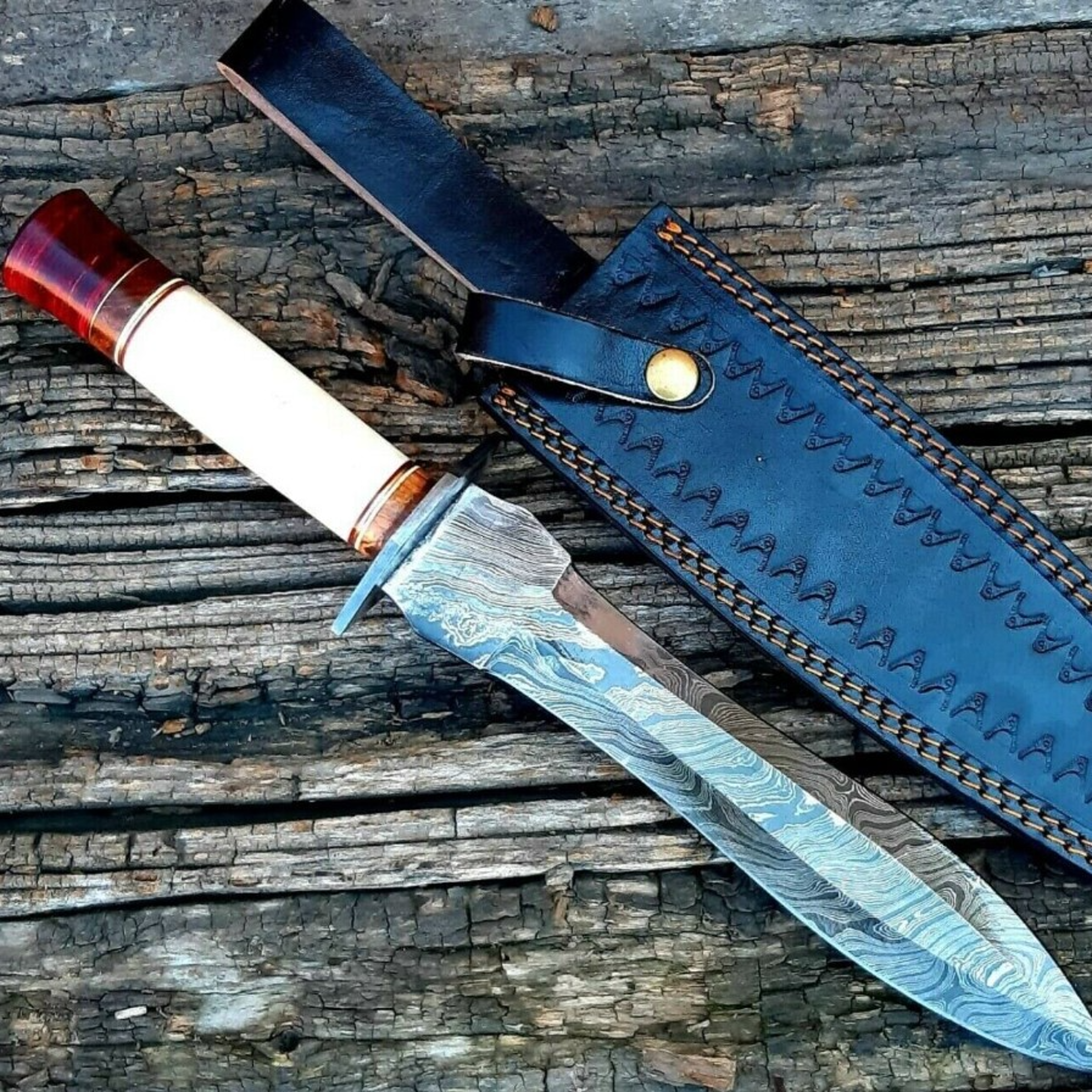 Dagger Knife Custom Handmade Damascus Steel For Hunting – view 2
