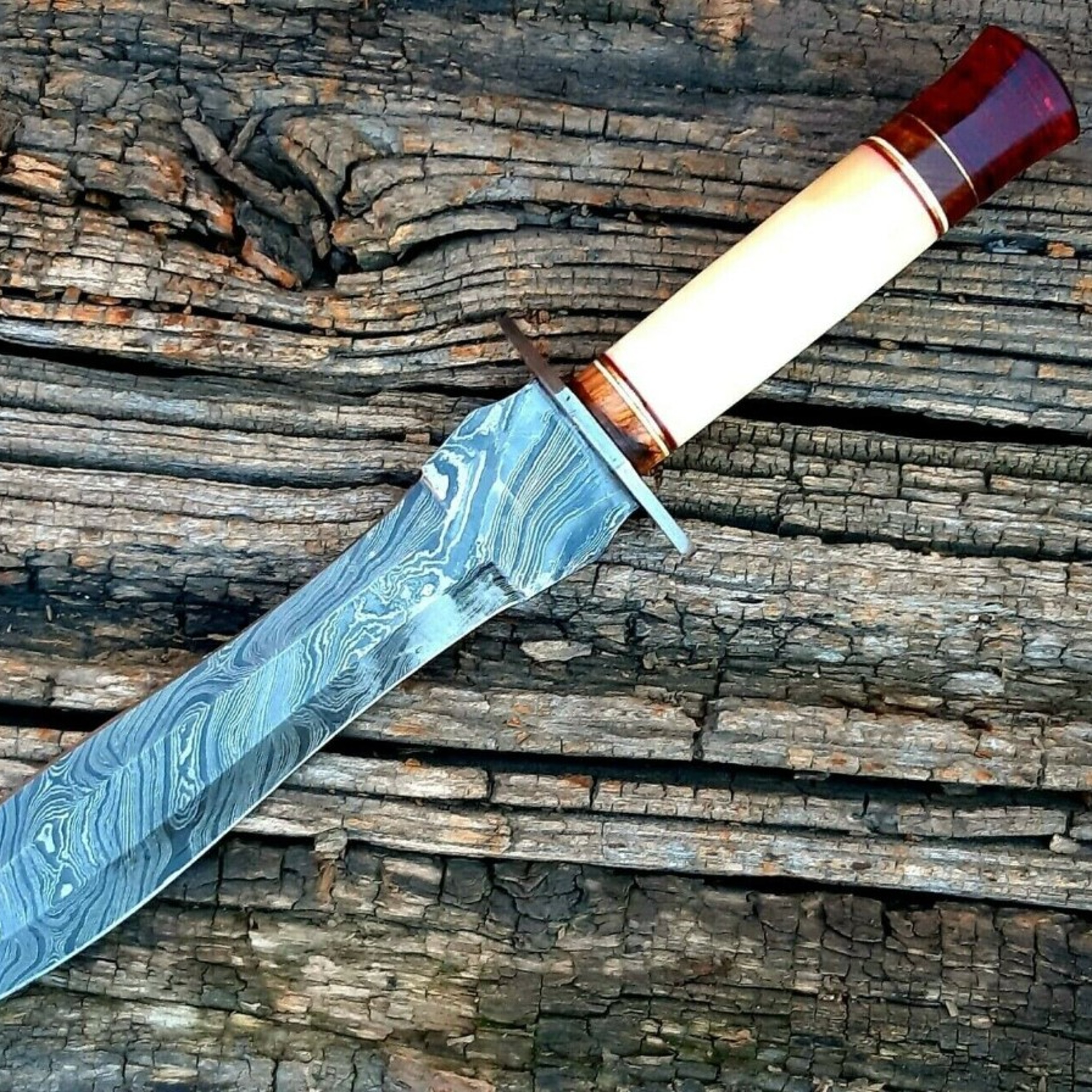 Dagger Knife Custom Handmade Damascus Steel For Hunting – view 6