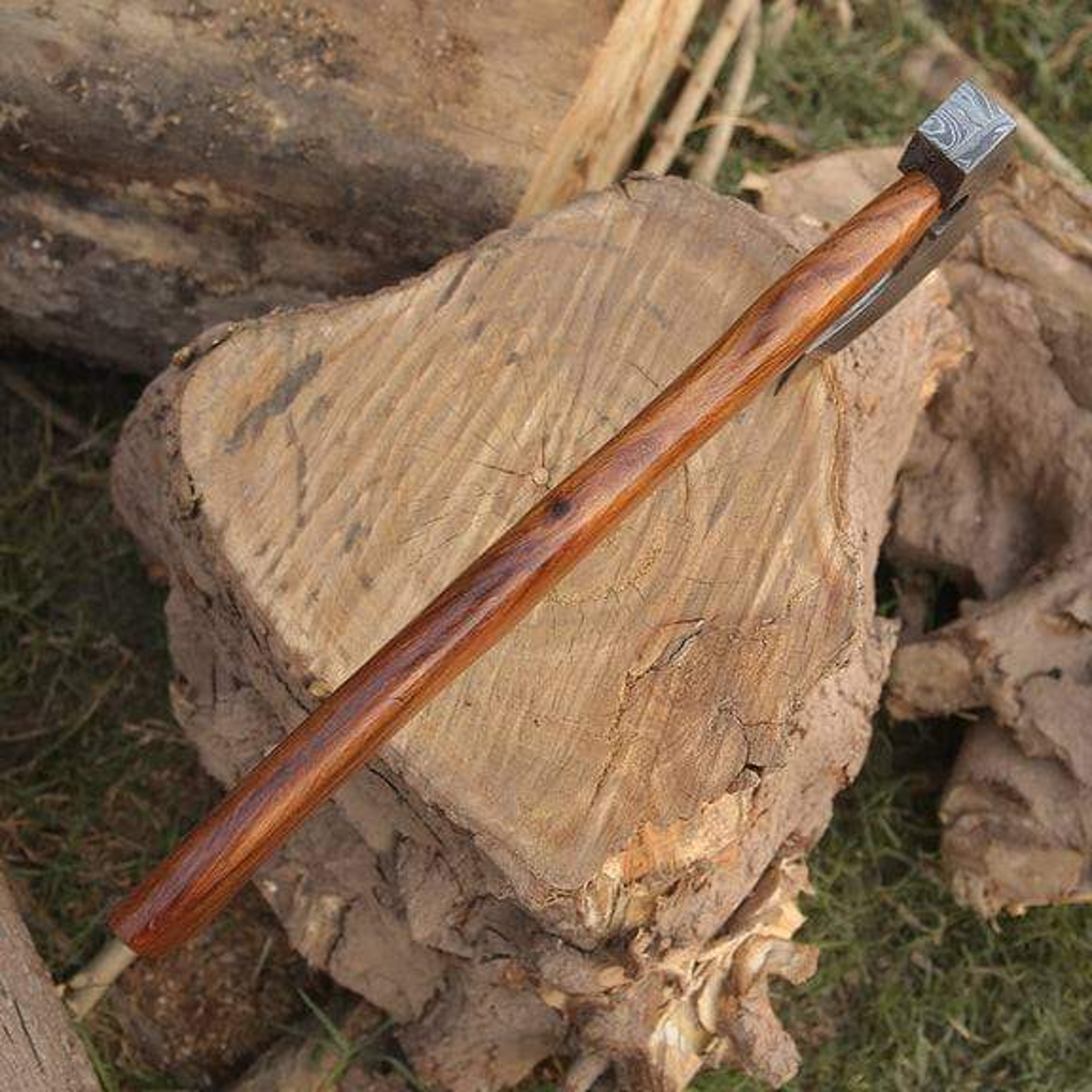 Custom Carbon Steel Bearded Axe with Leather Sheath