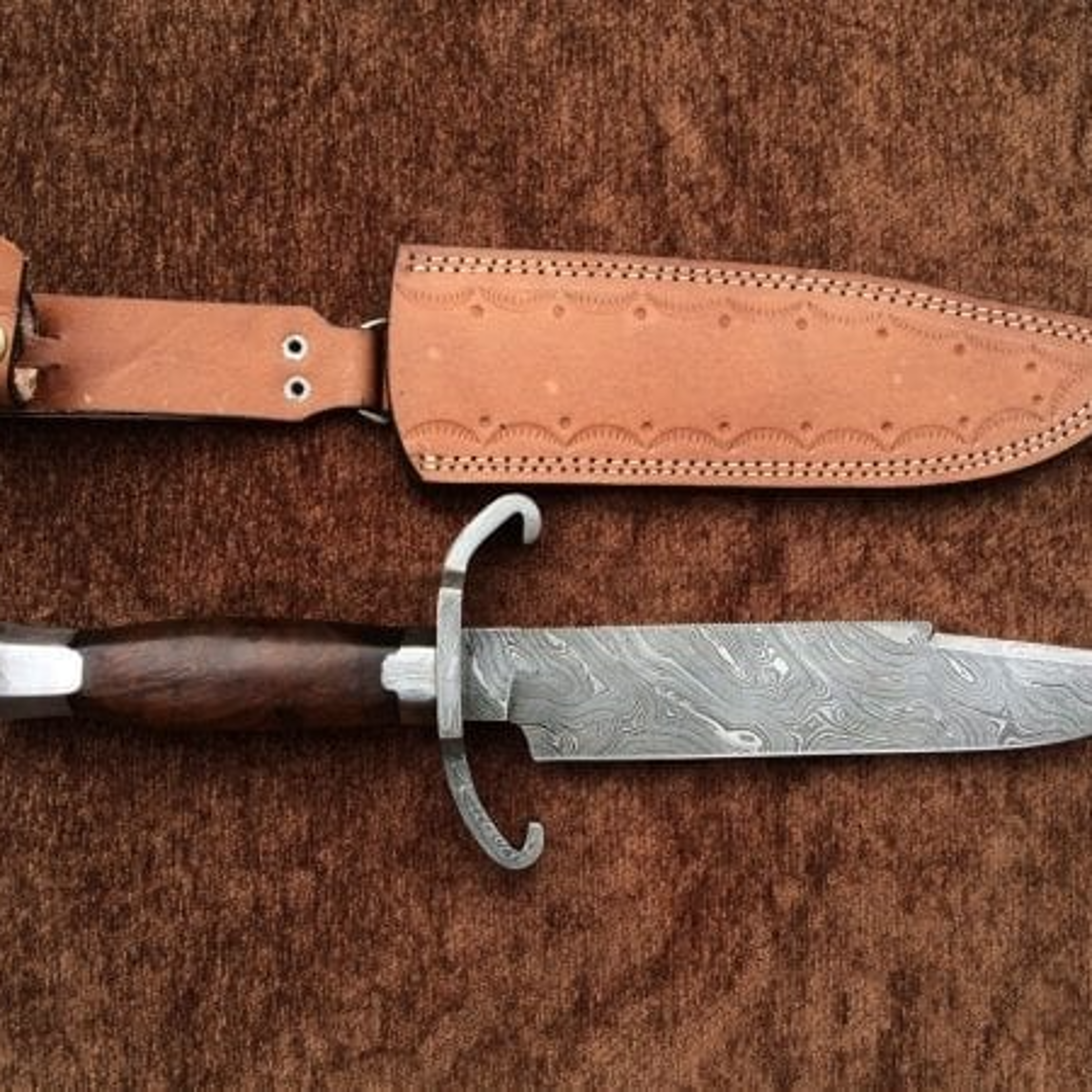 Damascus Bowie Hunting Knife for sale