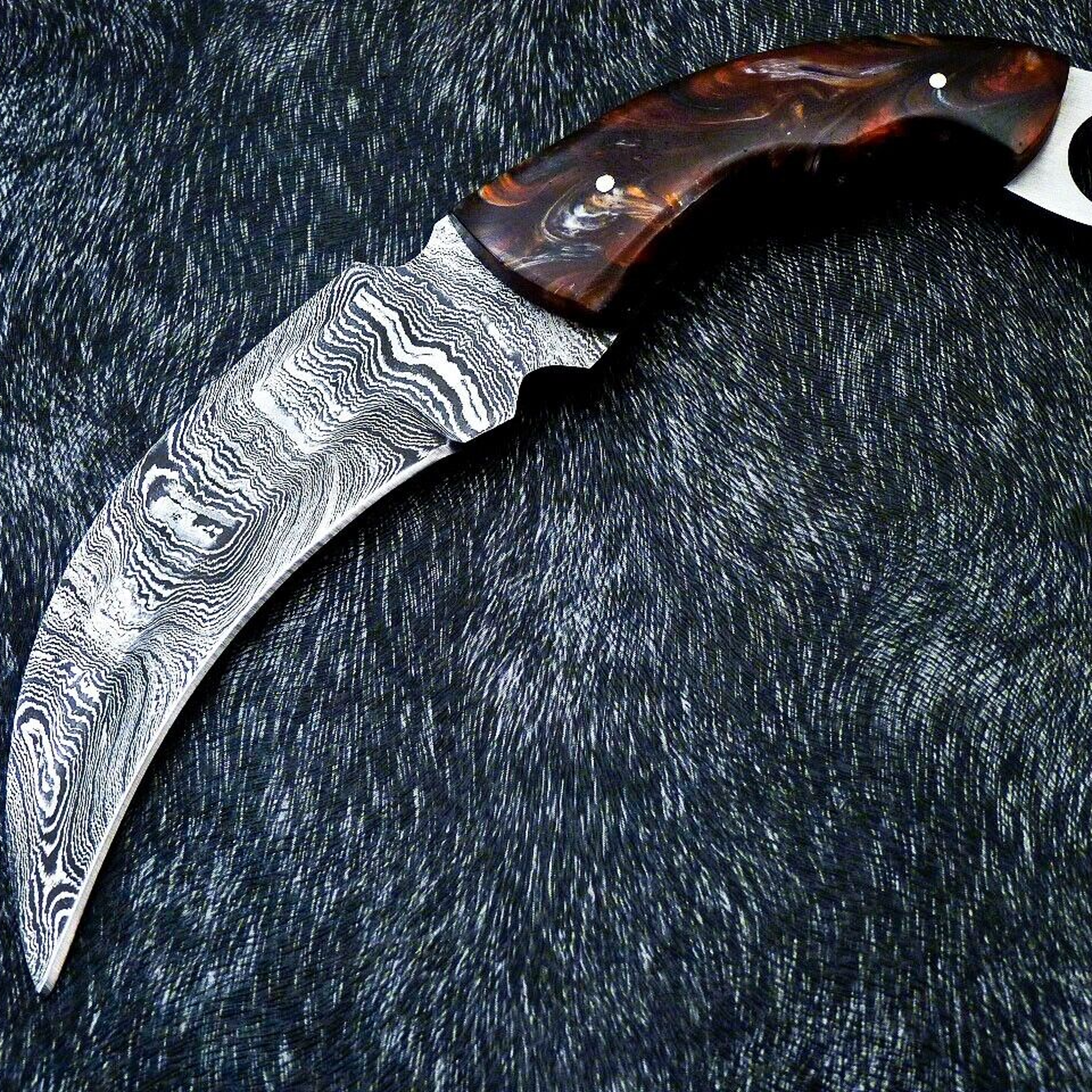 Hand Forged Karambit Knife, Karambit Hunting Knife Full Tang Damascus Full Handmade – view 1