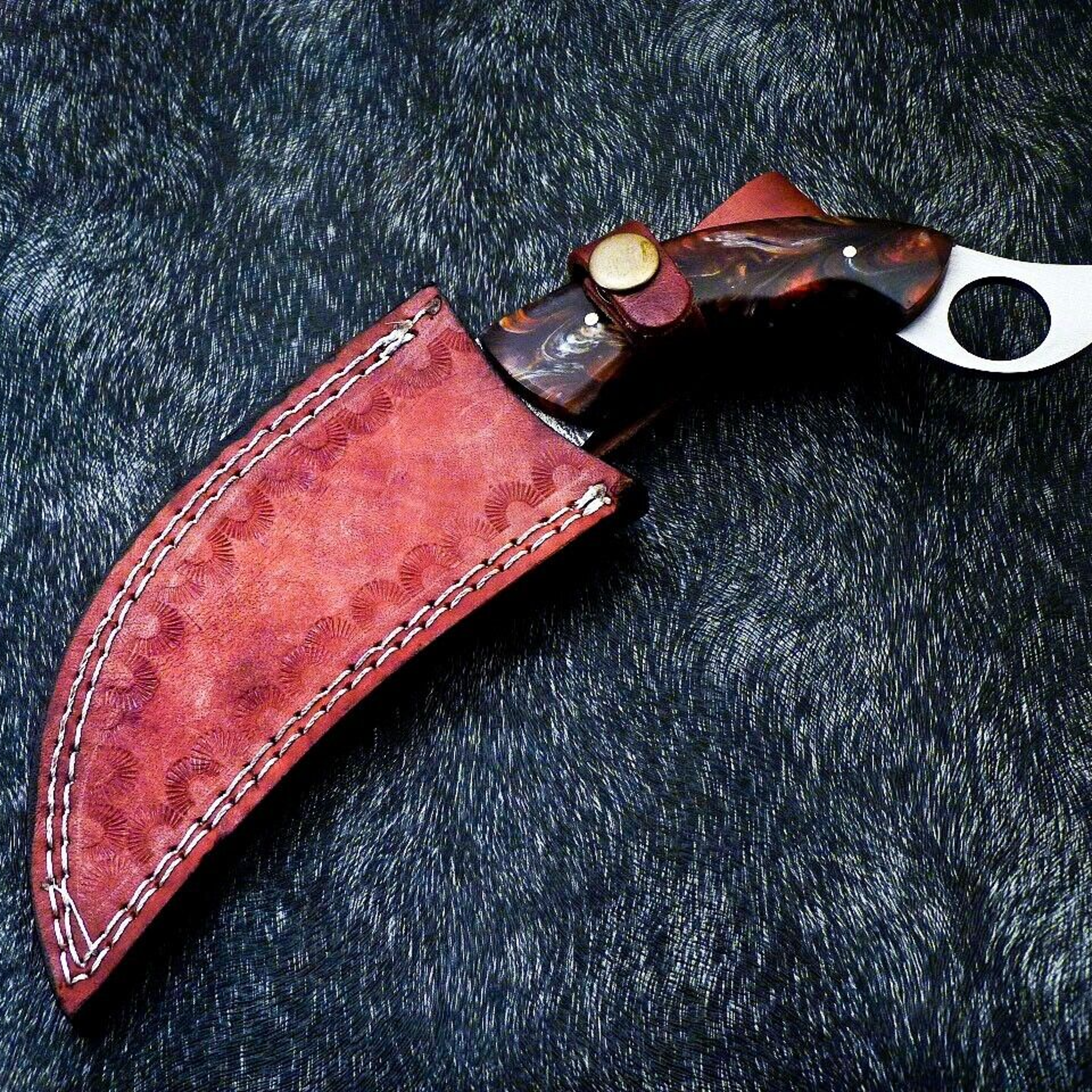Hand Forged Karambit Knife, Karambit Hunting Knife Full Tang Damascus Full Handmade – view 3