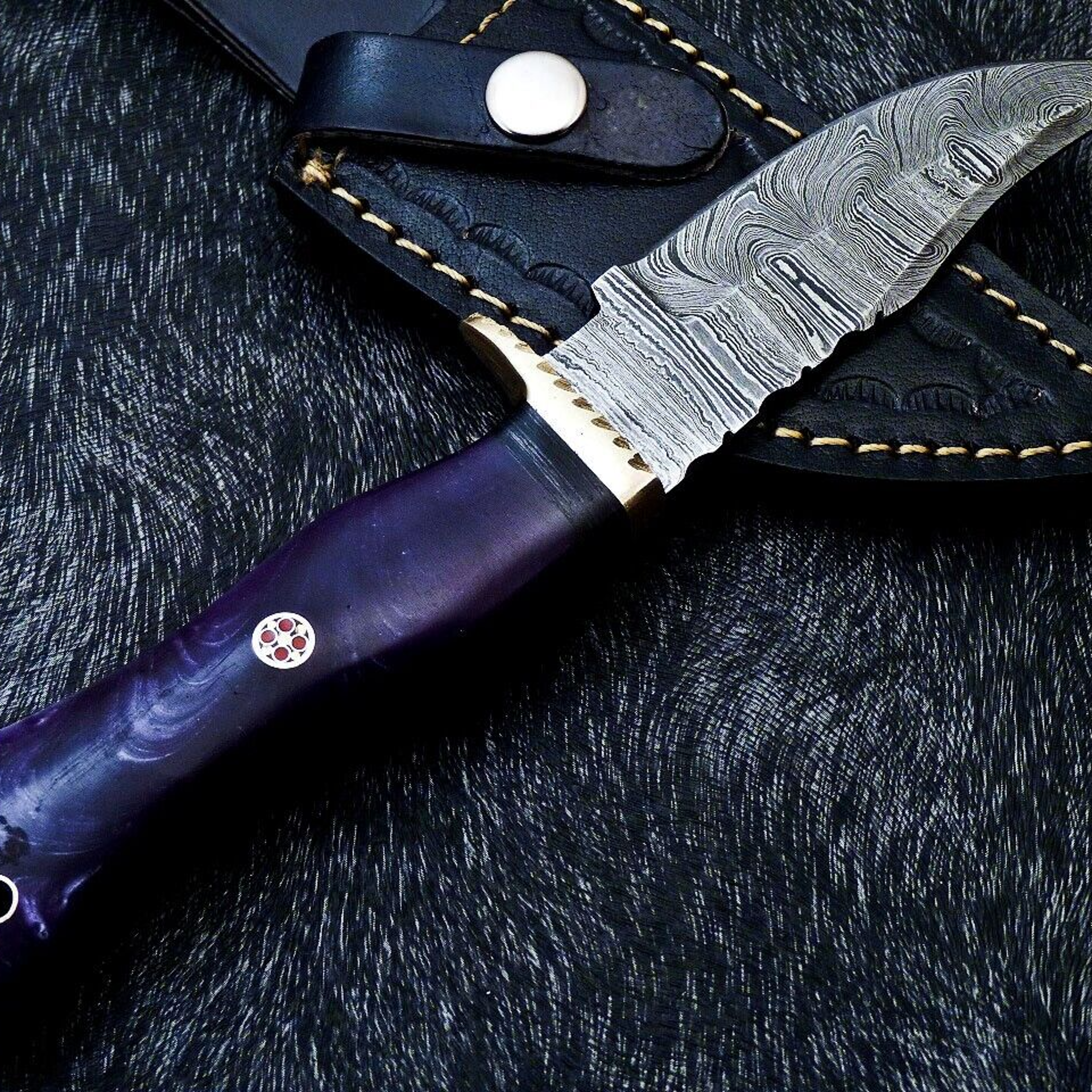 Handmade Damascus Full Tang Bowie Hunting Knife – view 6