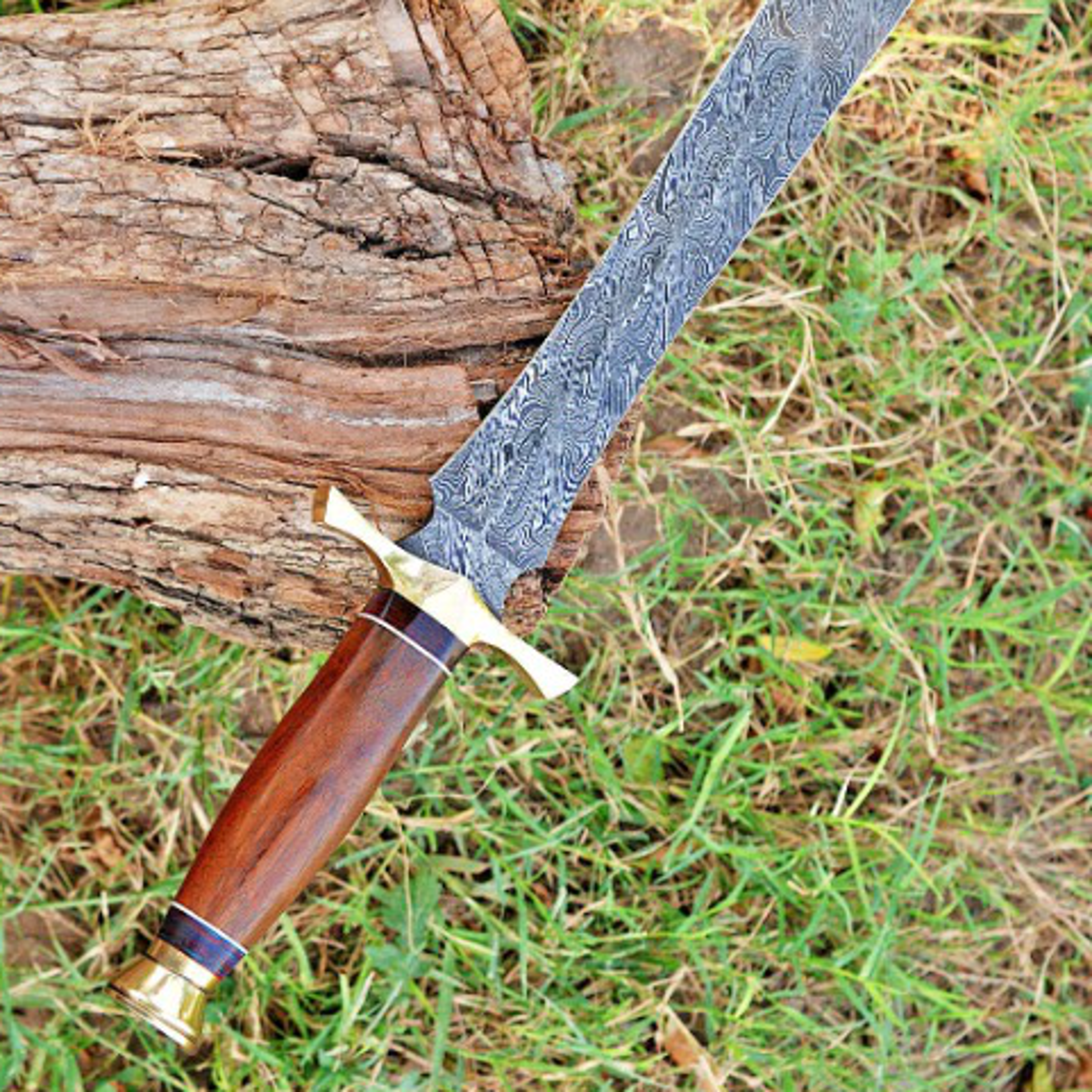 Double Edge Dagger Sword Hand Forged Damascus Steel with Blade Dagger – view 4