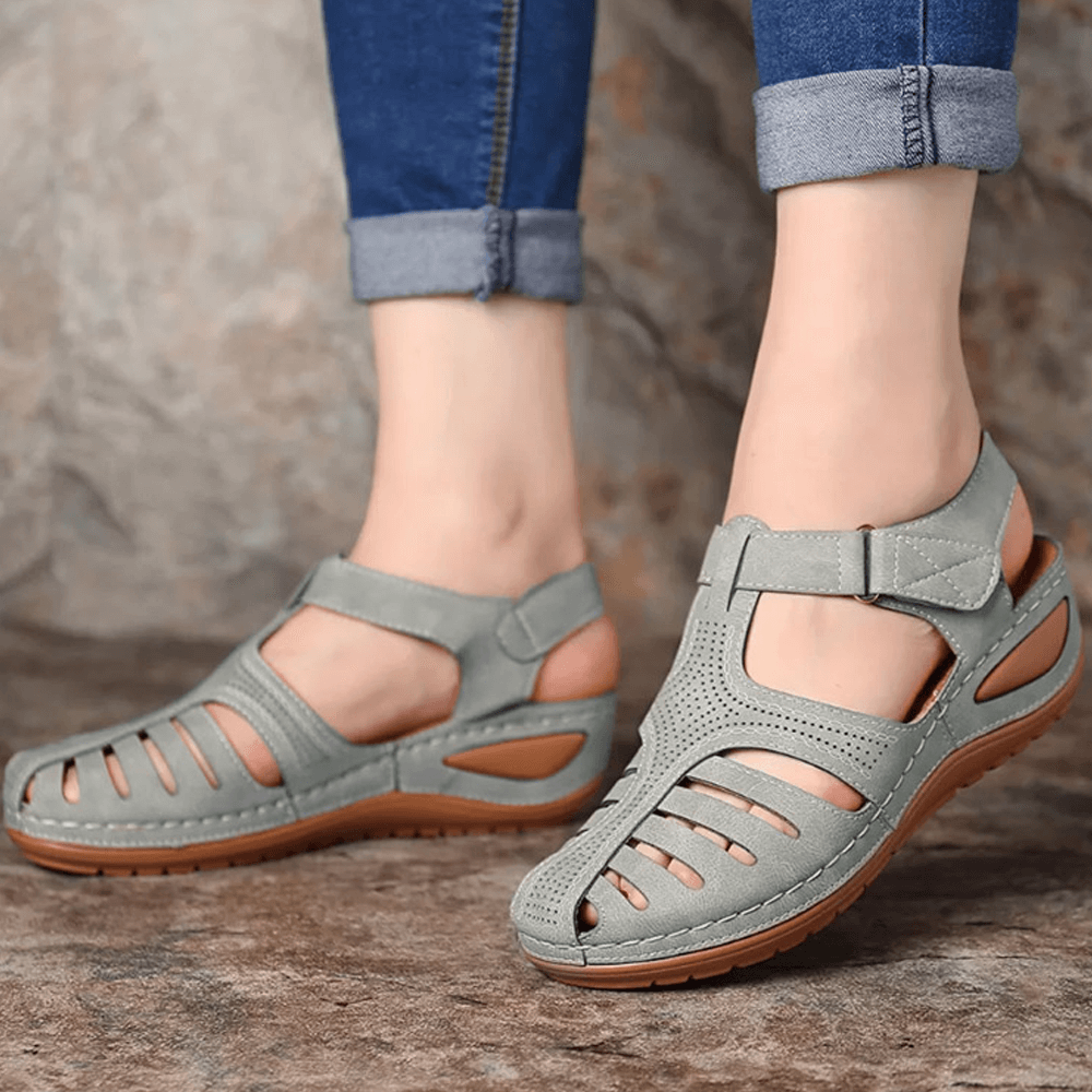 Vintage Soft PU Leather Closed Toe Women's Anti-Slip Sandals - Perfect Gift – view 8