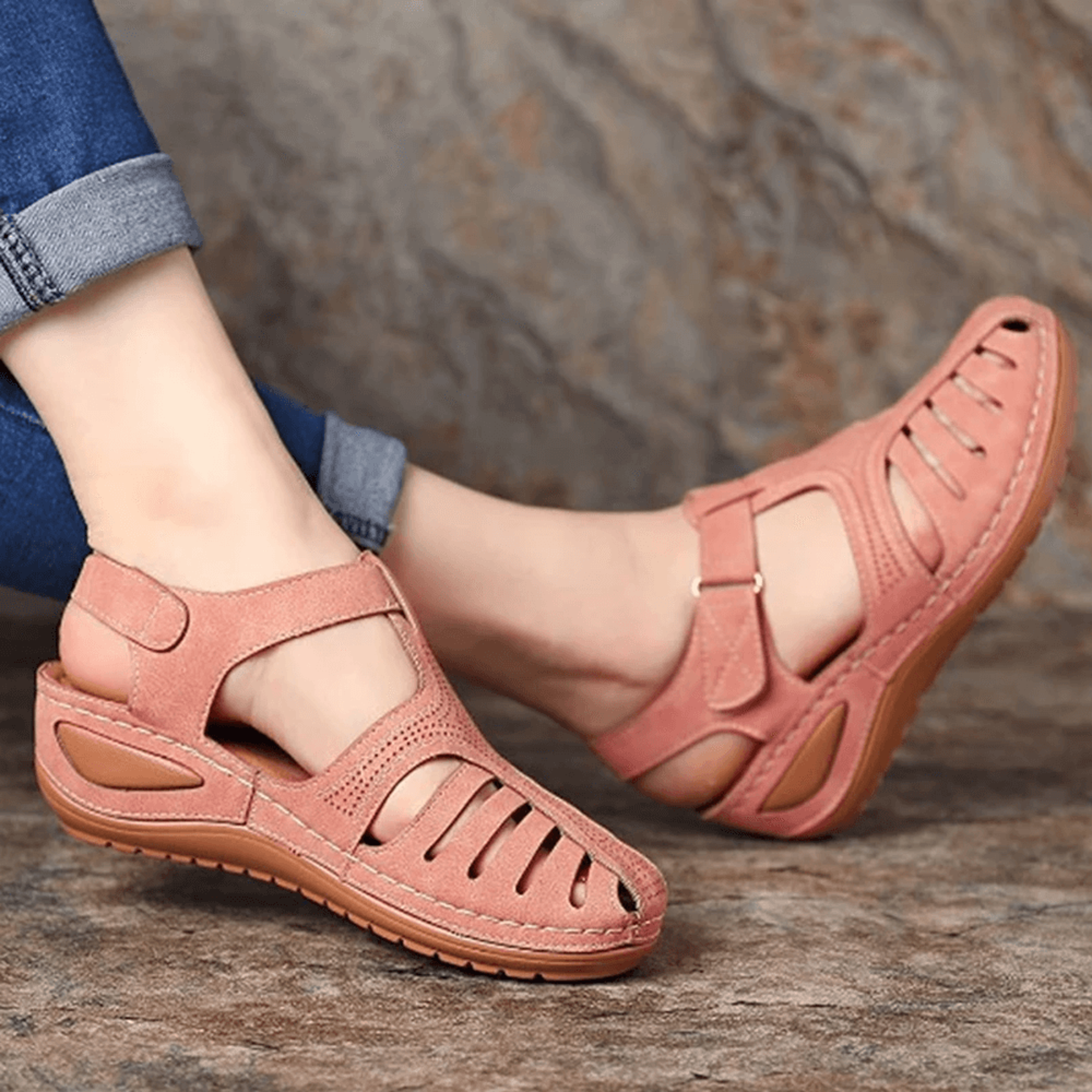 Vintage Soft PU Leather Closed Toe Women's Anti-Slip Sandals - Perfect Gift – view 1