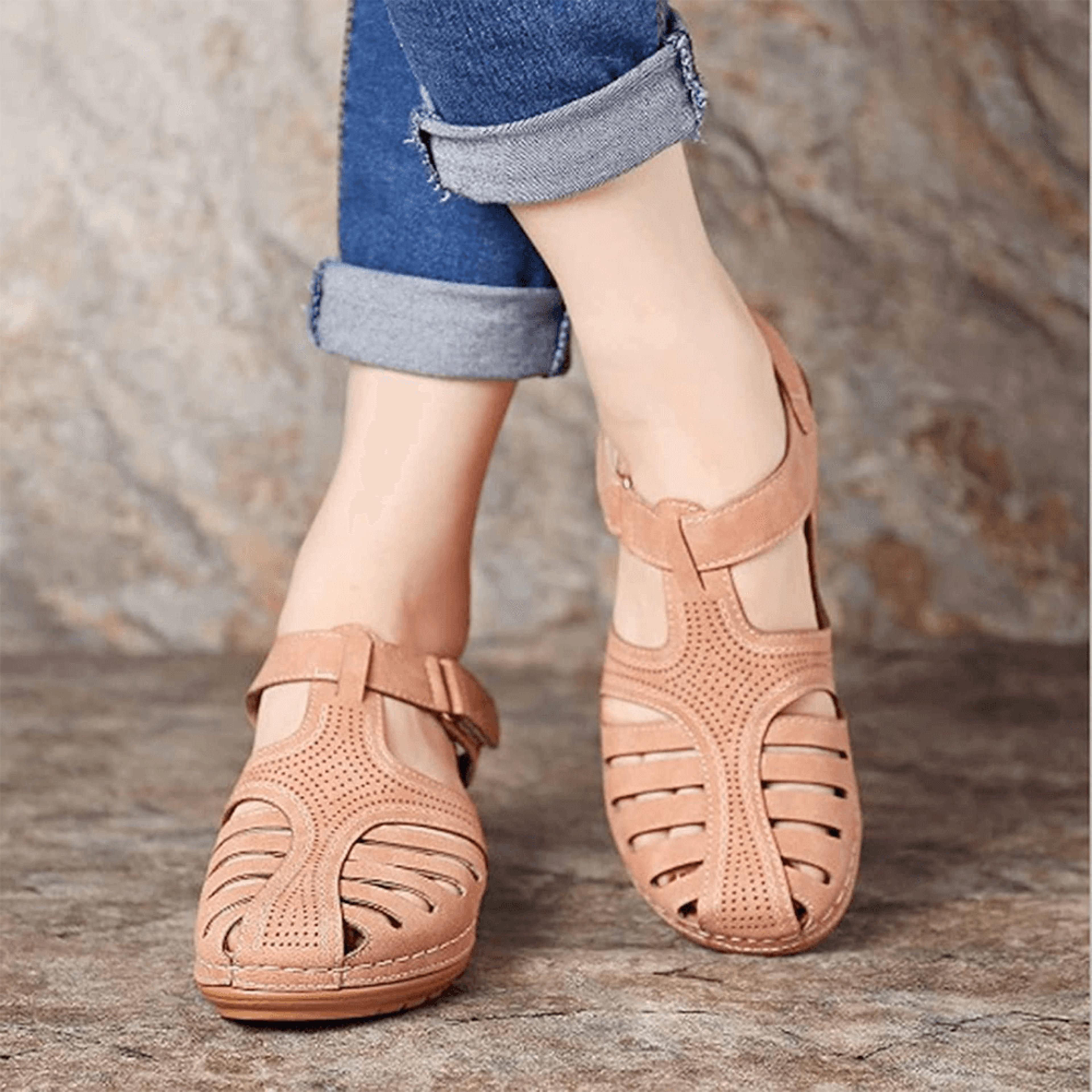Vintage Soft PU Leather Closed Toe Women's Anti-Slip Sandals - Perfect Gift – view 2