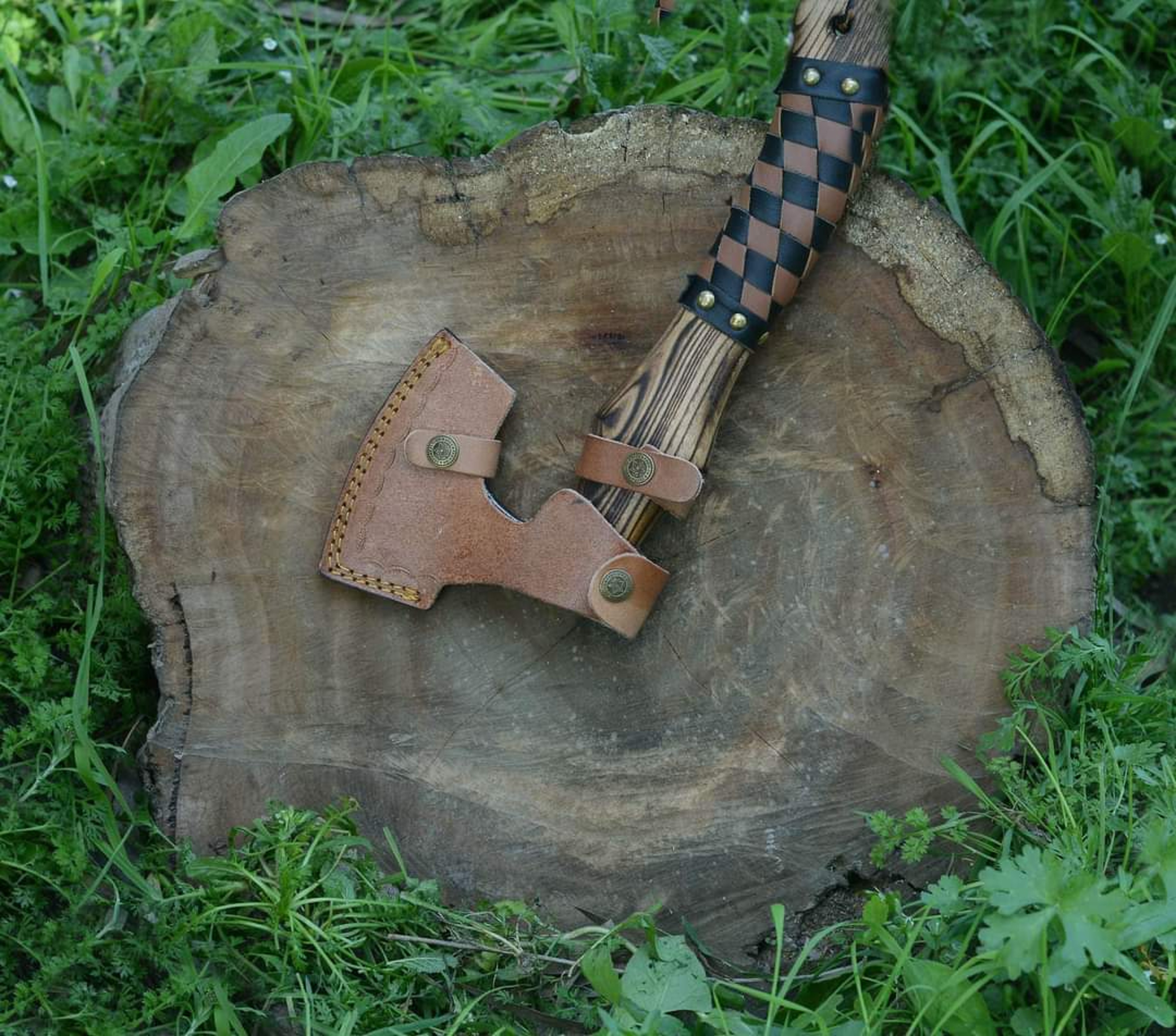 hunting axe, viking axe, with rose wood, engraved cutting axe, anniversary gifts for her, gifts for him, camping axes – view 4