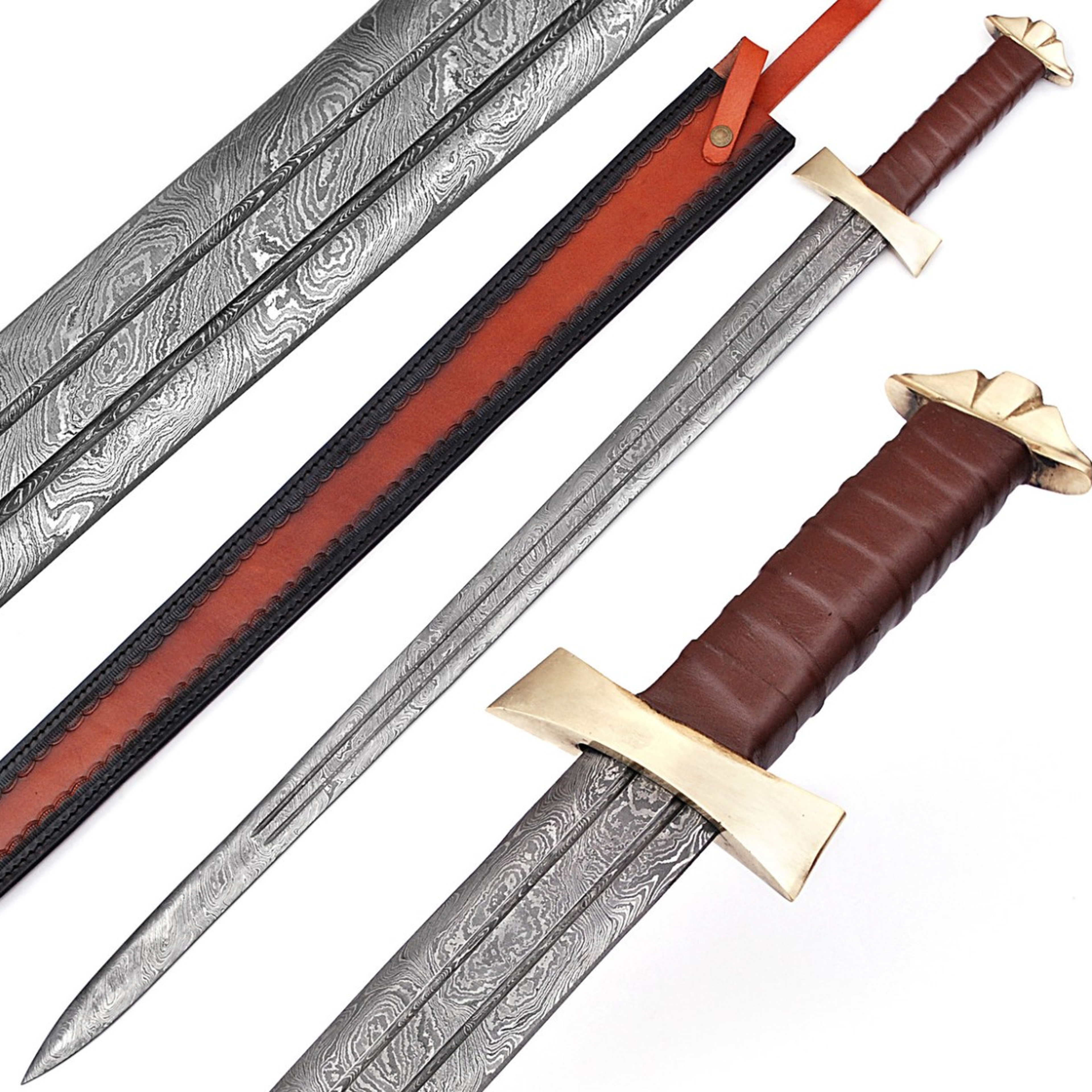 goldenhighstrikedamascussteelbattlevikingswordjpg