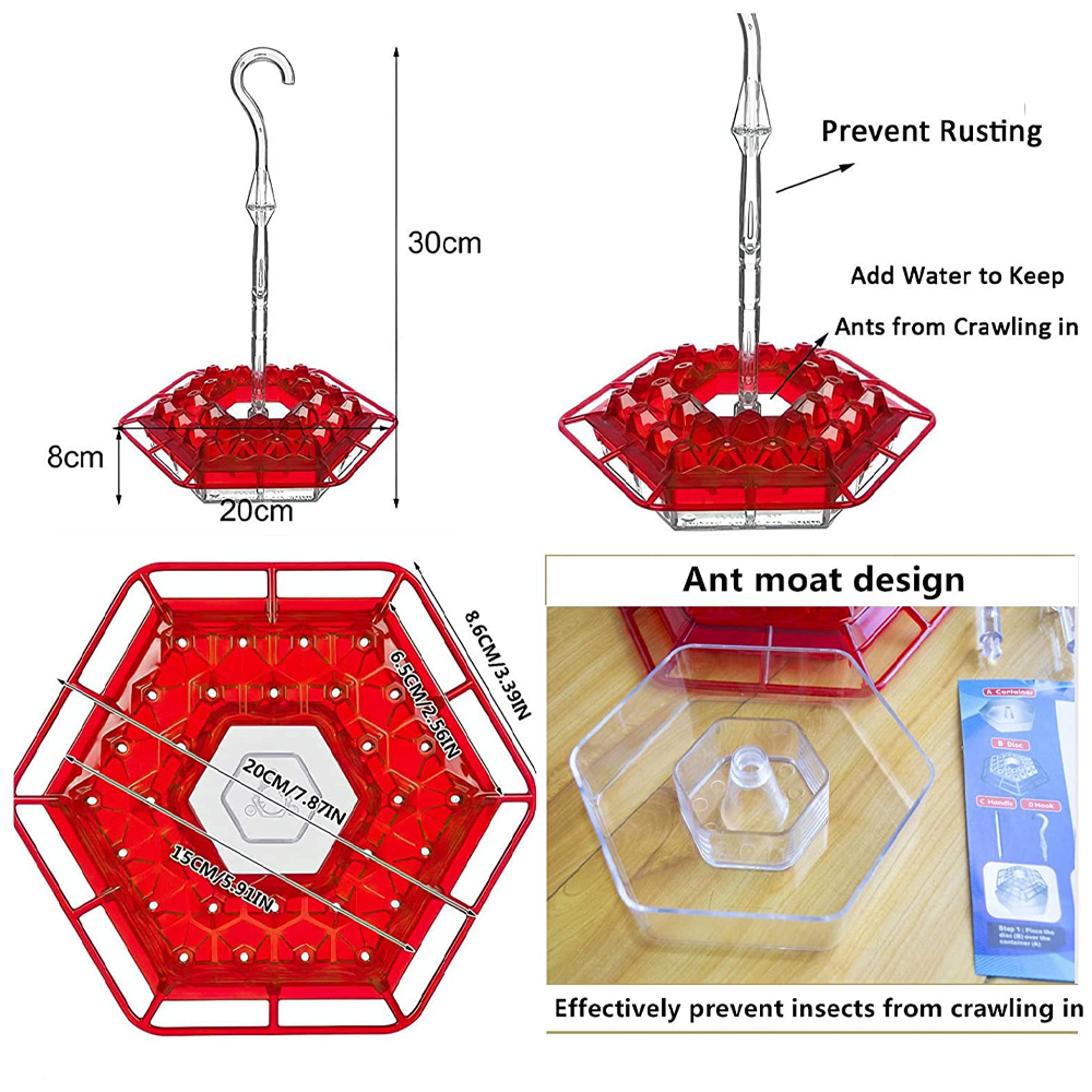 Ant Proof Hummingbird Feeder | Mary's Hummingbird Feeder with 30 Tubes | Mary's Sweety Hummingbird Feeder – view 4