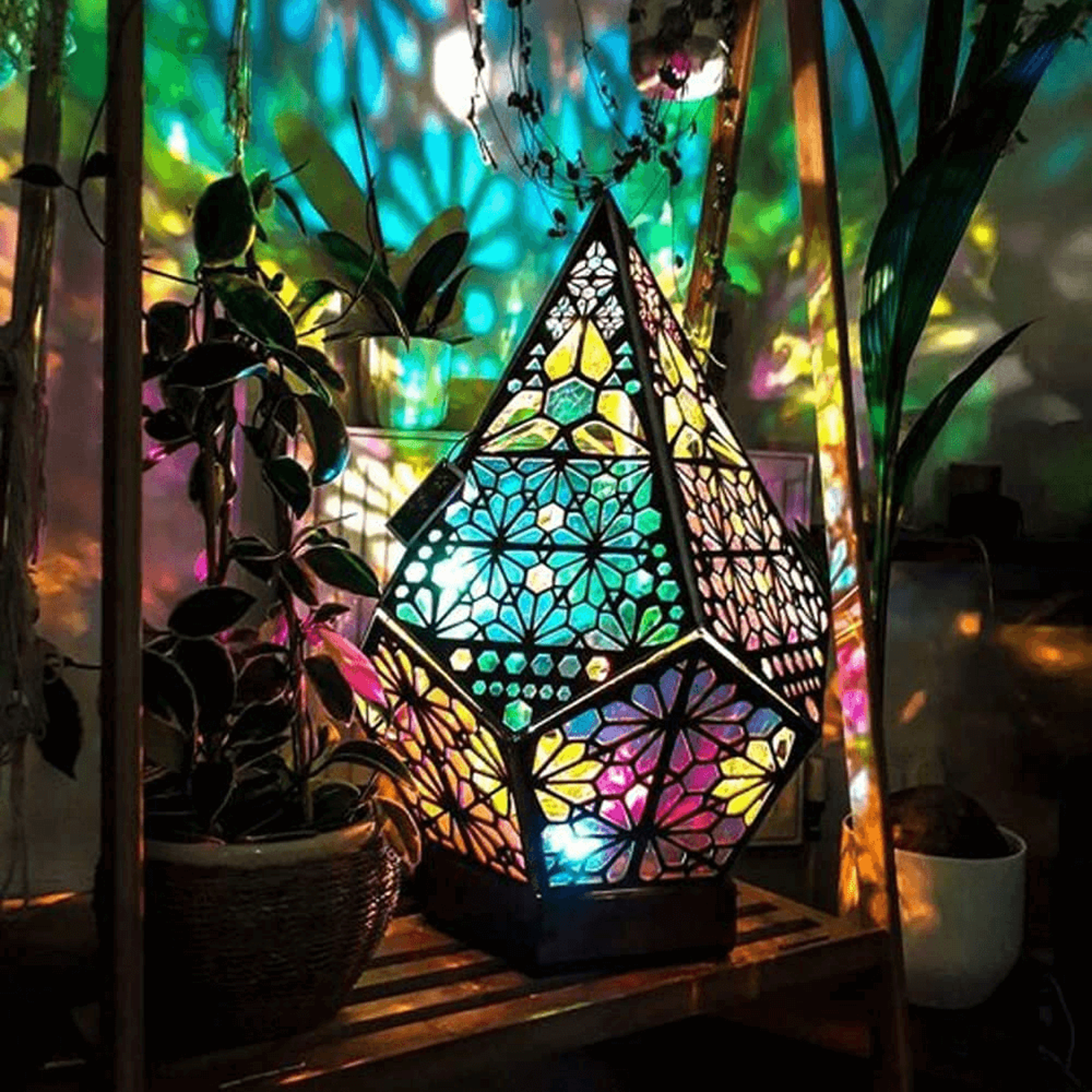 Geometric Bohemian Decor Star Projector Lamp – view 3