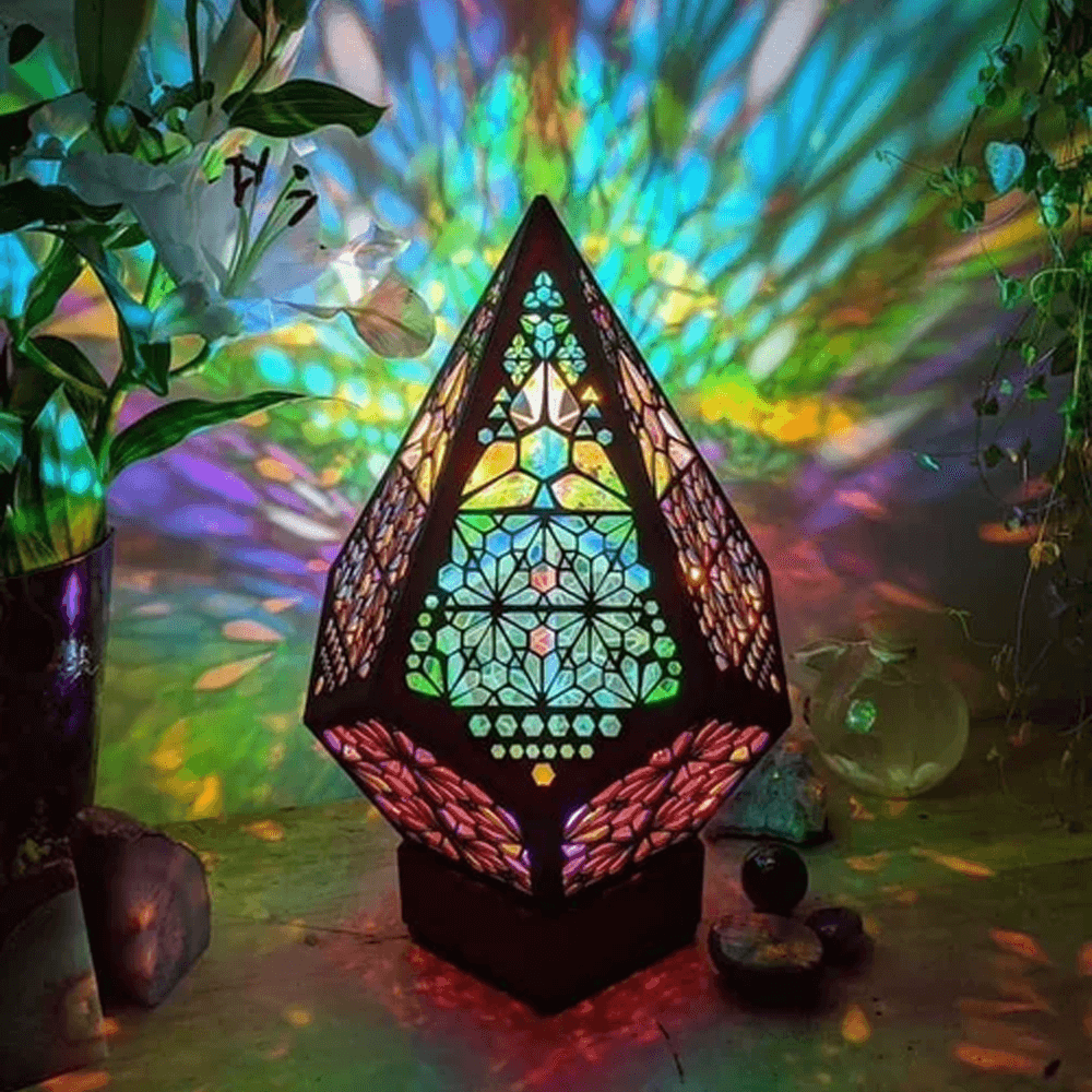 Geometric Bohemian Decor Star Projector Lamp – view 1