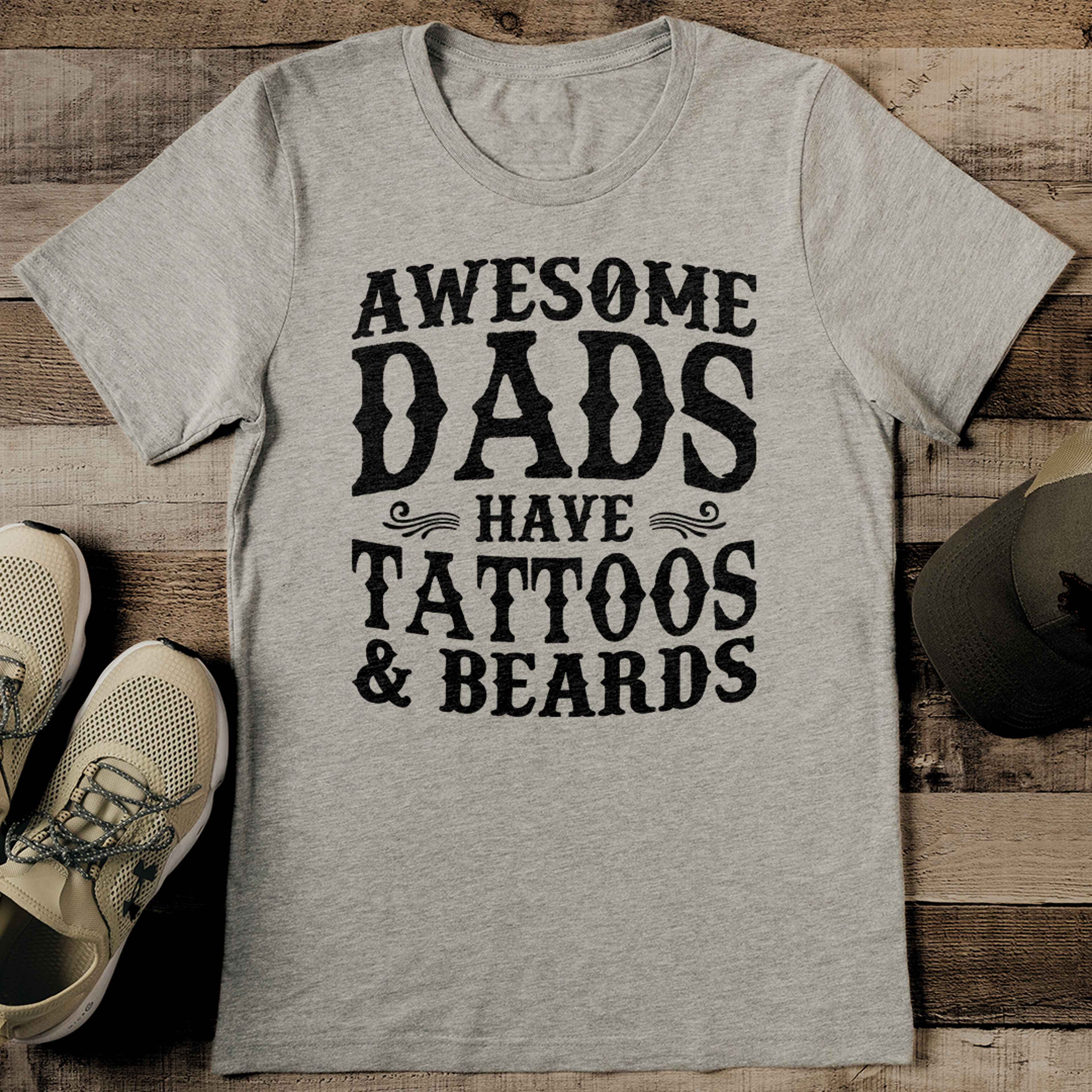 Awesome Dads Have Tattoos And Beards Tee – view 3