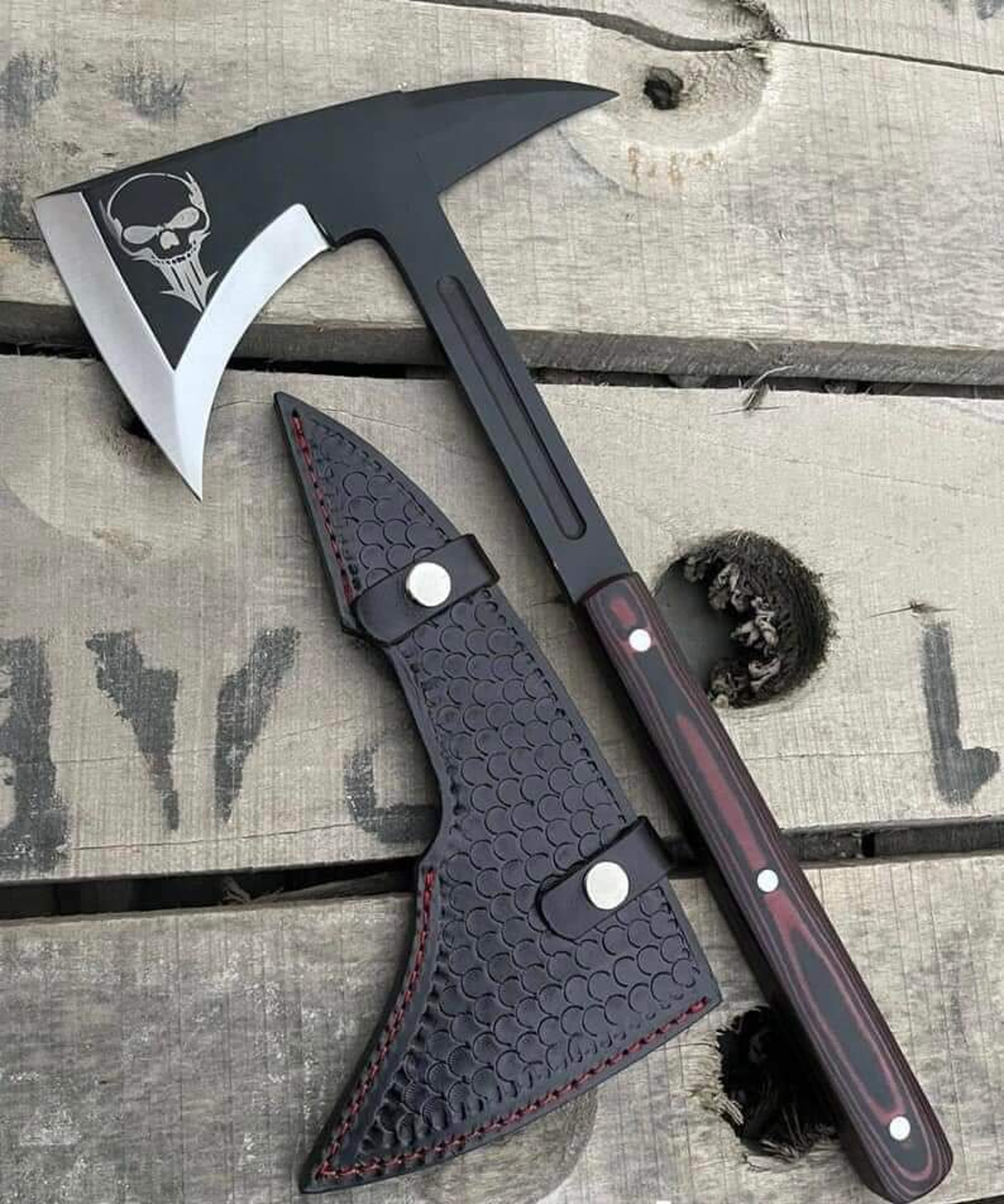 hunting axe, viking axe, with rose wood, engraved cutting axe, anniversary gifts for her, gifts for him, camping axes – view 1