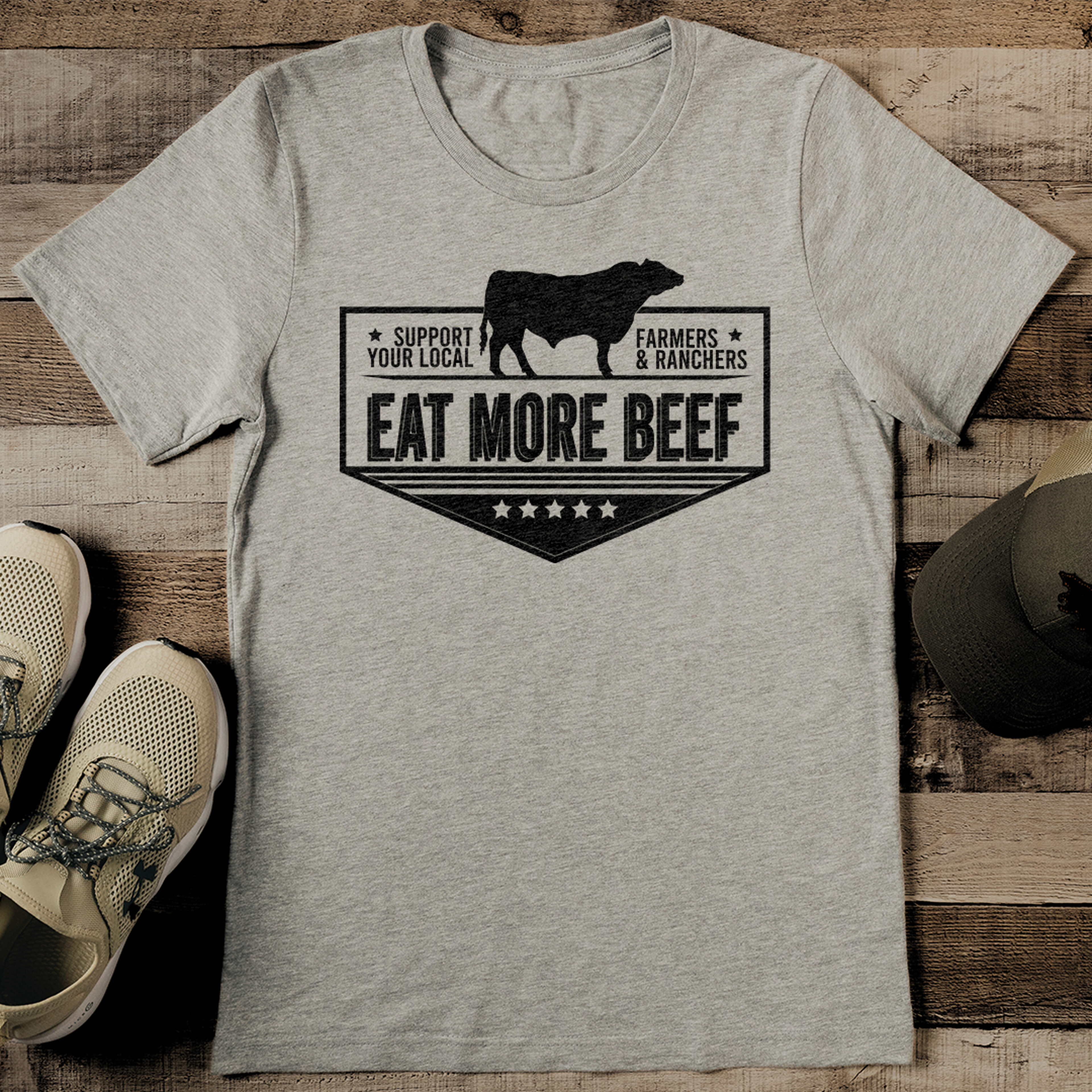 Support Your Local Farmers & Ranchers Eat More Beef Tee – view 1