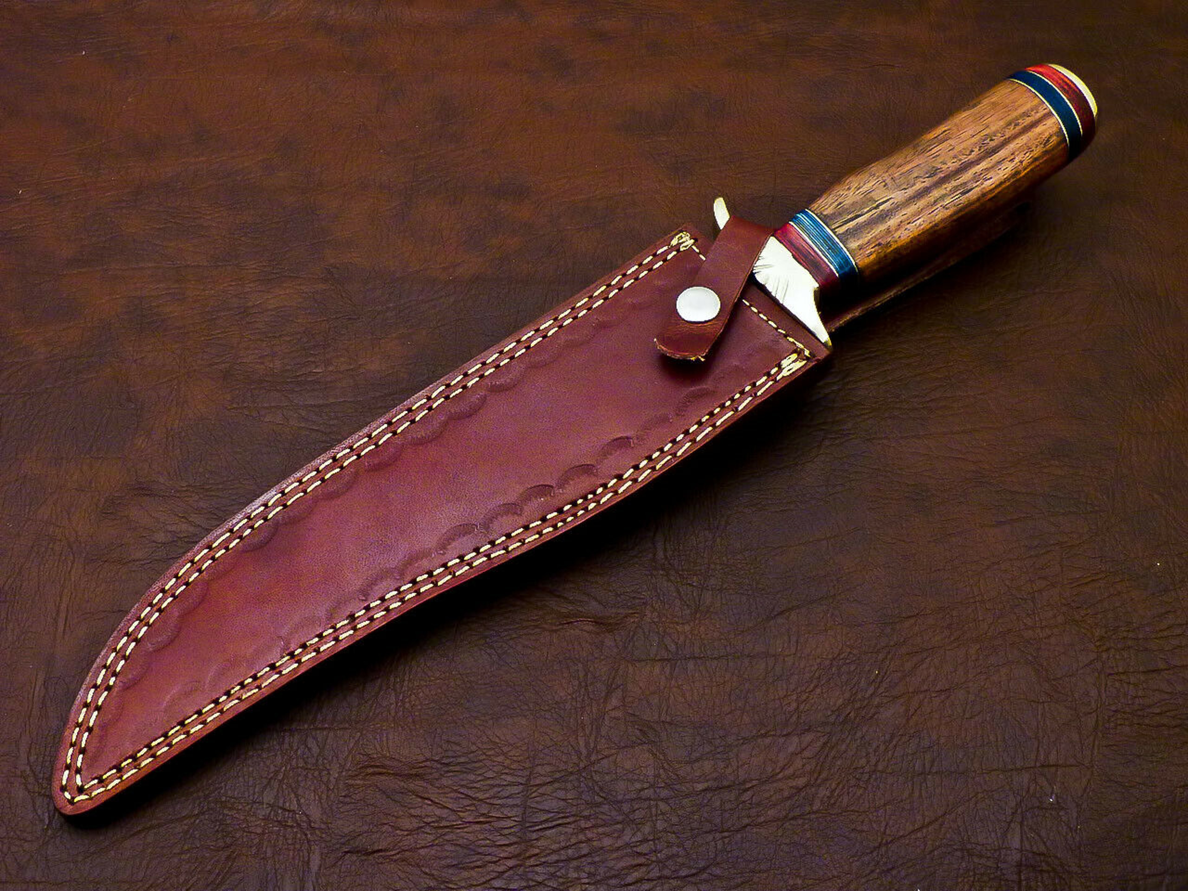Custom Made Hand Made Damascus Steel Bowie Knife Fixed Blade Knife, – view 2