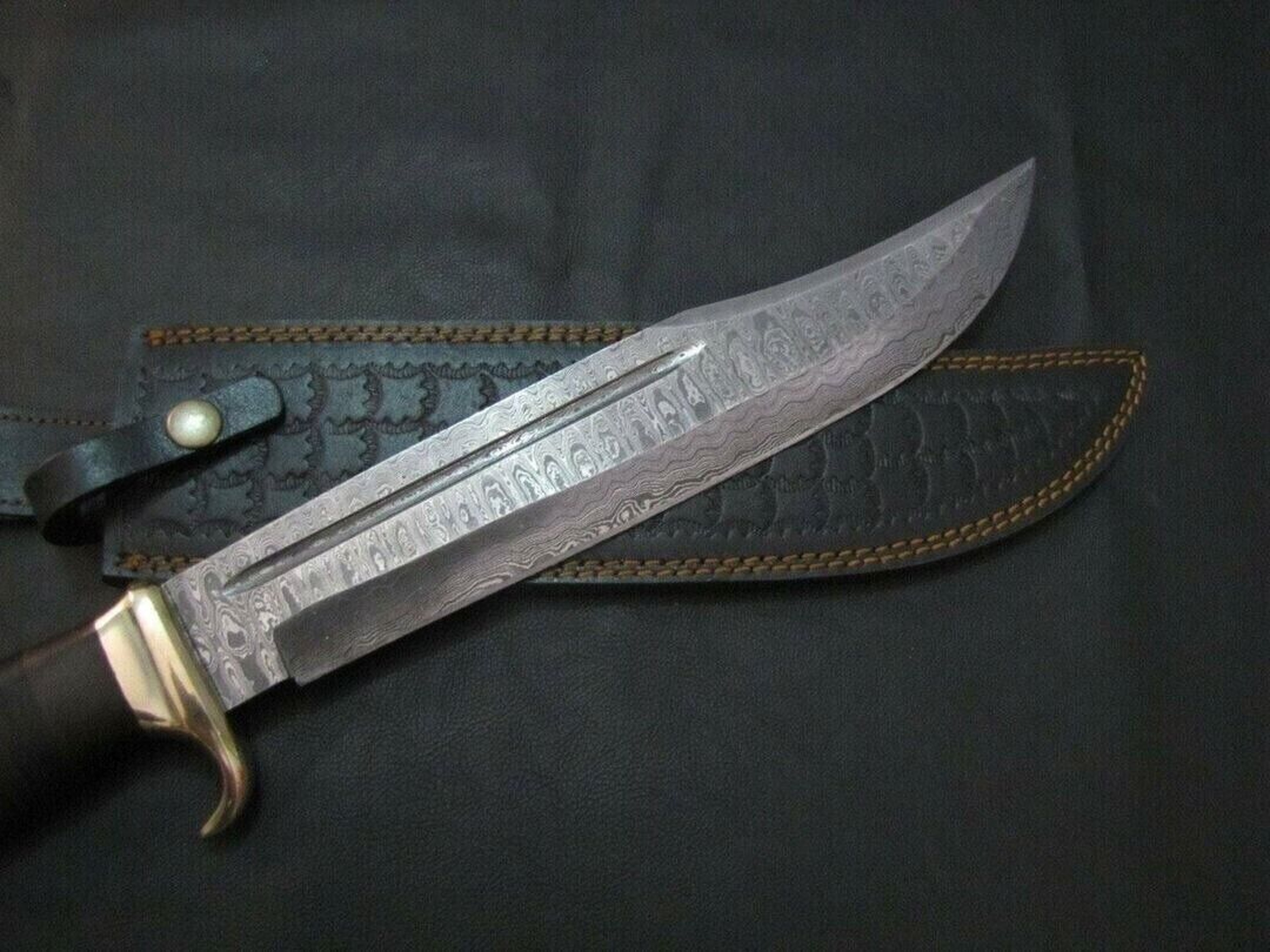 Damascus Steel Crocodile Dundee Bowie Knife for sale