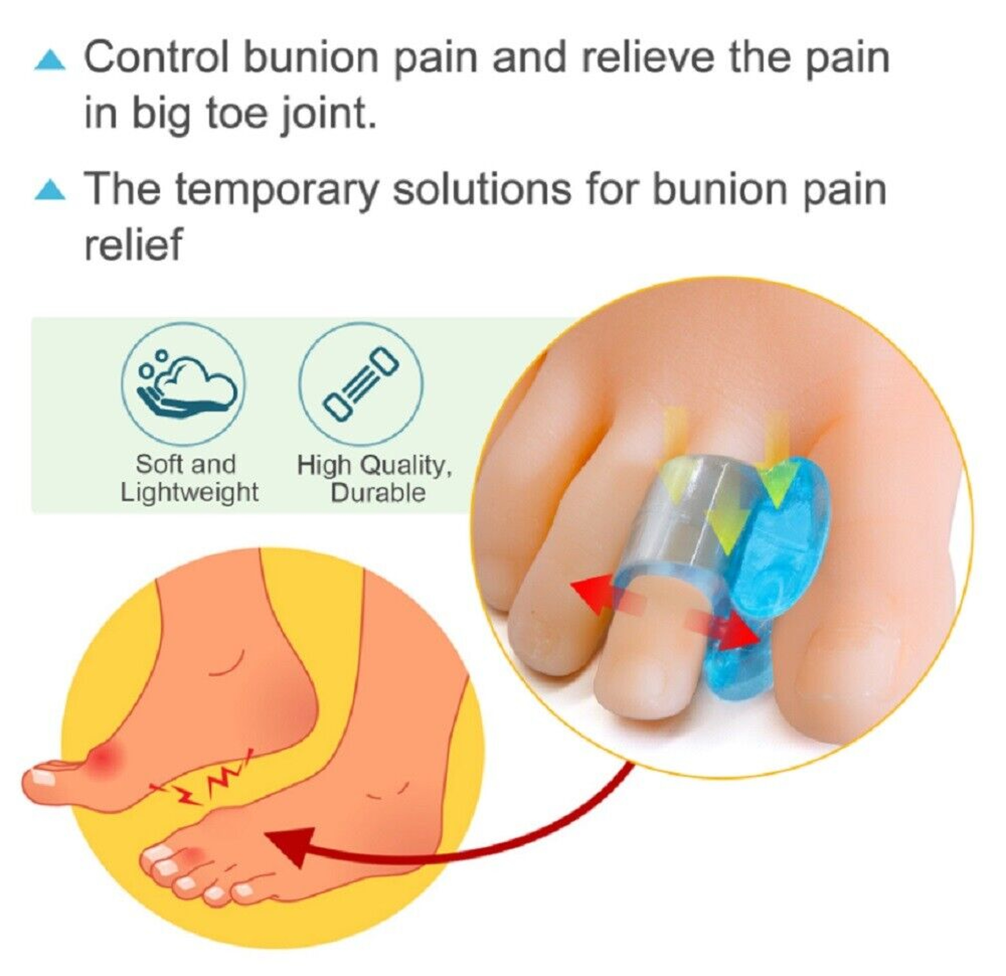 Silicone Gel Bunion Corrector Straightener Separator Pain Relief – view 3