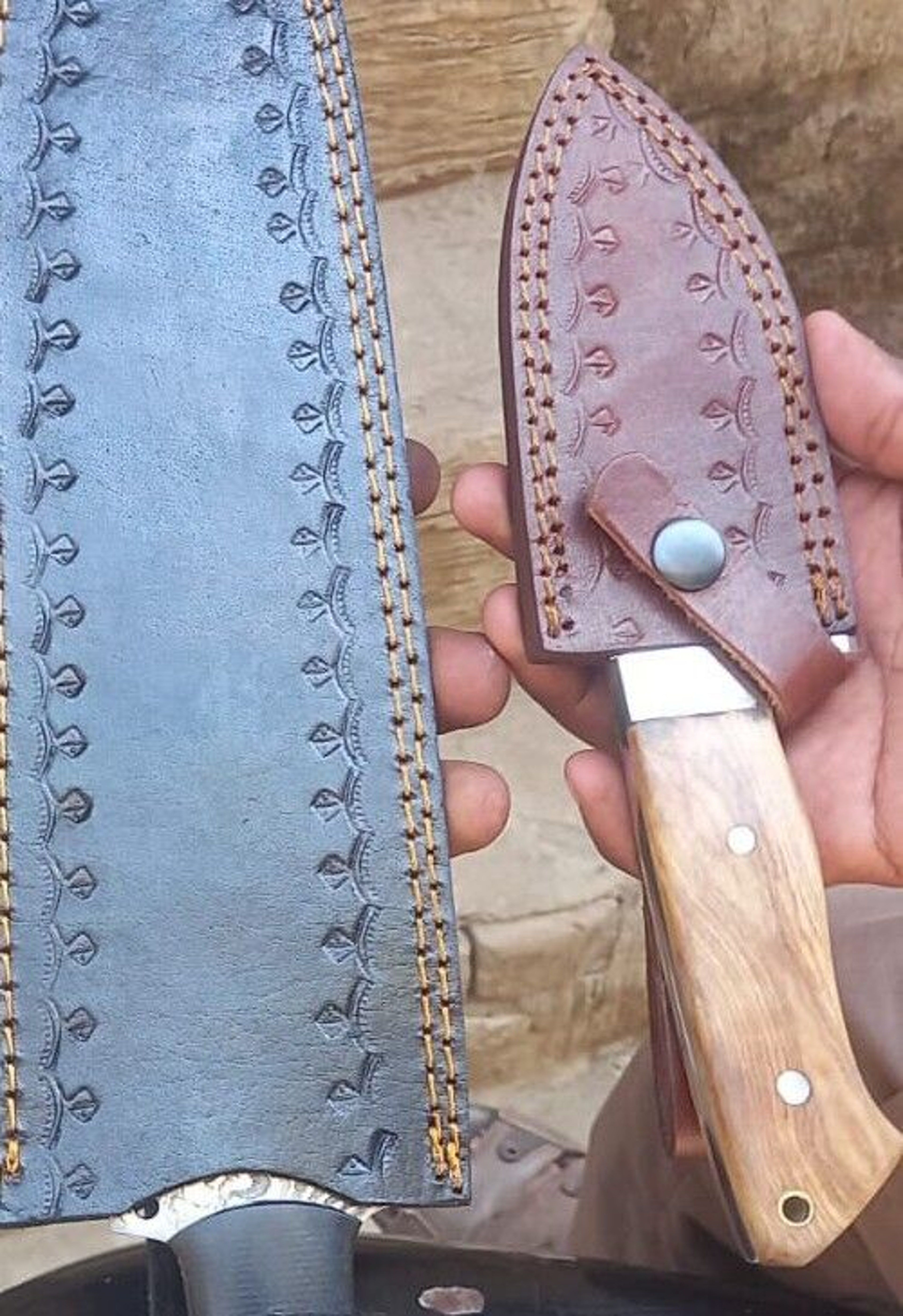 CUSTOM HANDMADE D2 STEEL 8" WOOD HANDLE MIRROR POLISHED HUNTING/SURVIVAL KNIFE – view 2