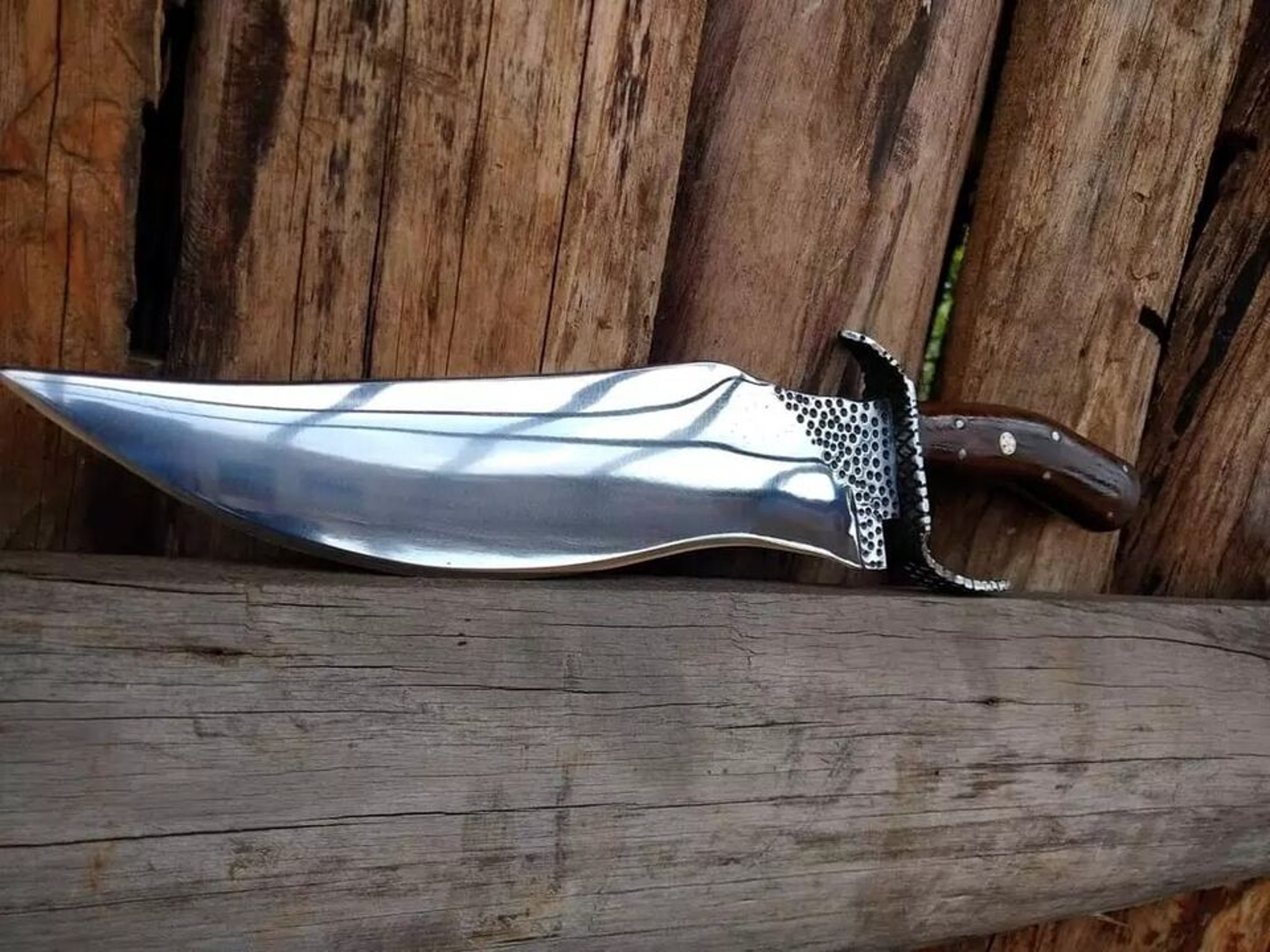 FANCY HANDMADE STEEL D2 BOWIE KNIFE HANDLE STEEL CLIP AND WOOD – view 2