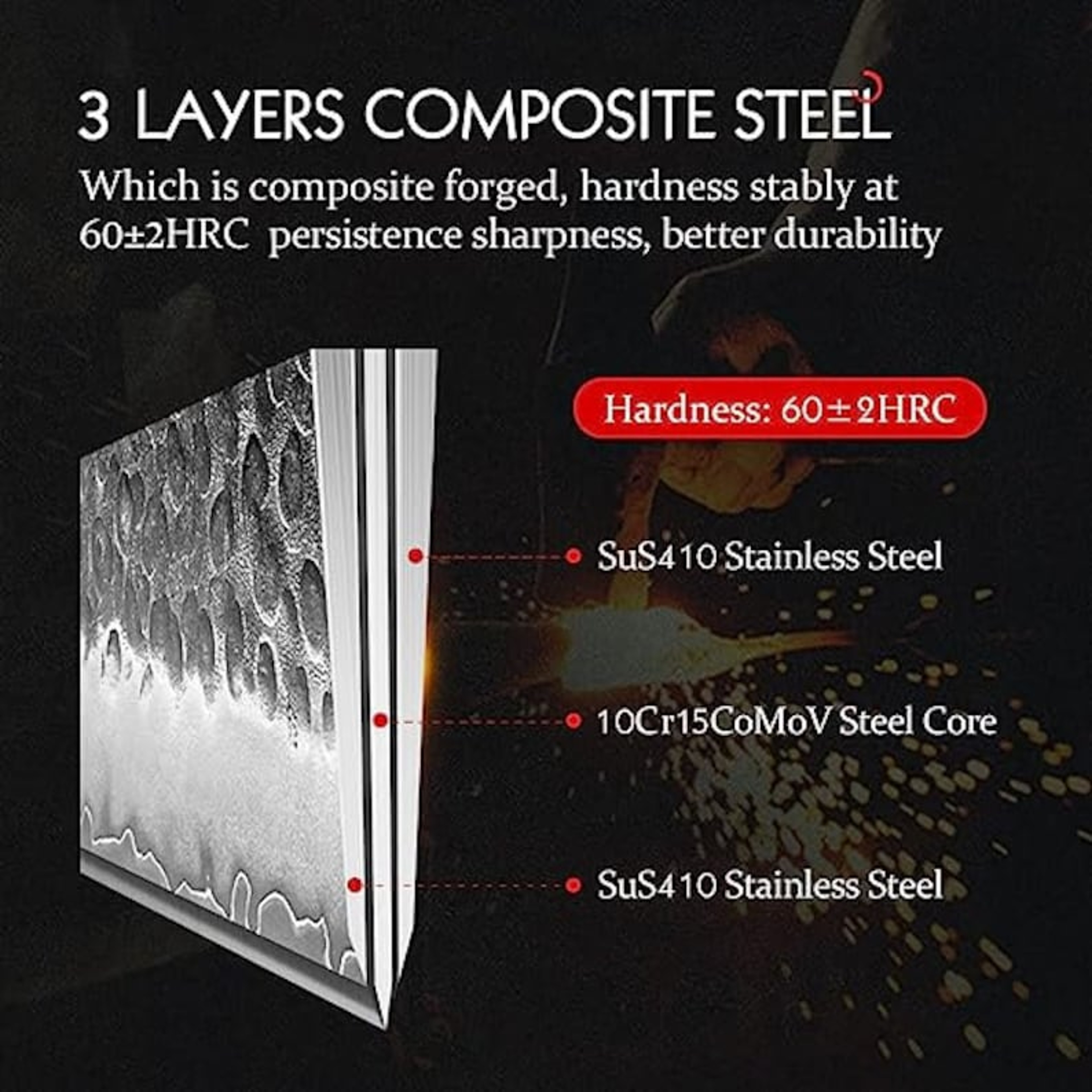 Chef Set 5Pcs Hand Forged Damascus Steel , Damascus Knife Set, Damascus Chef's – view 4