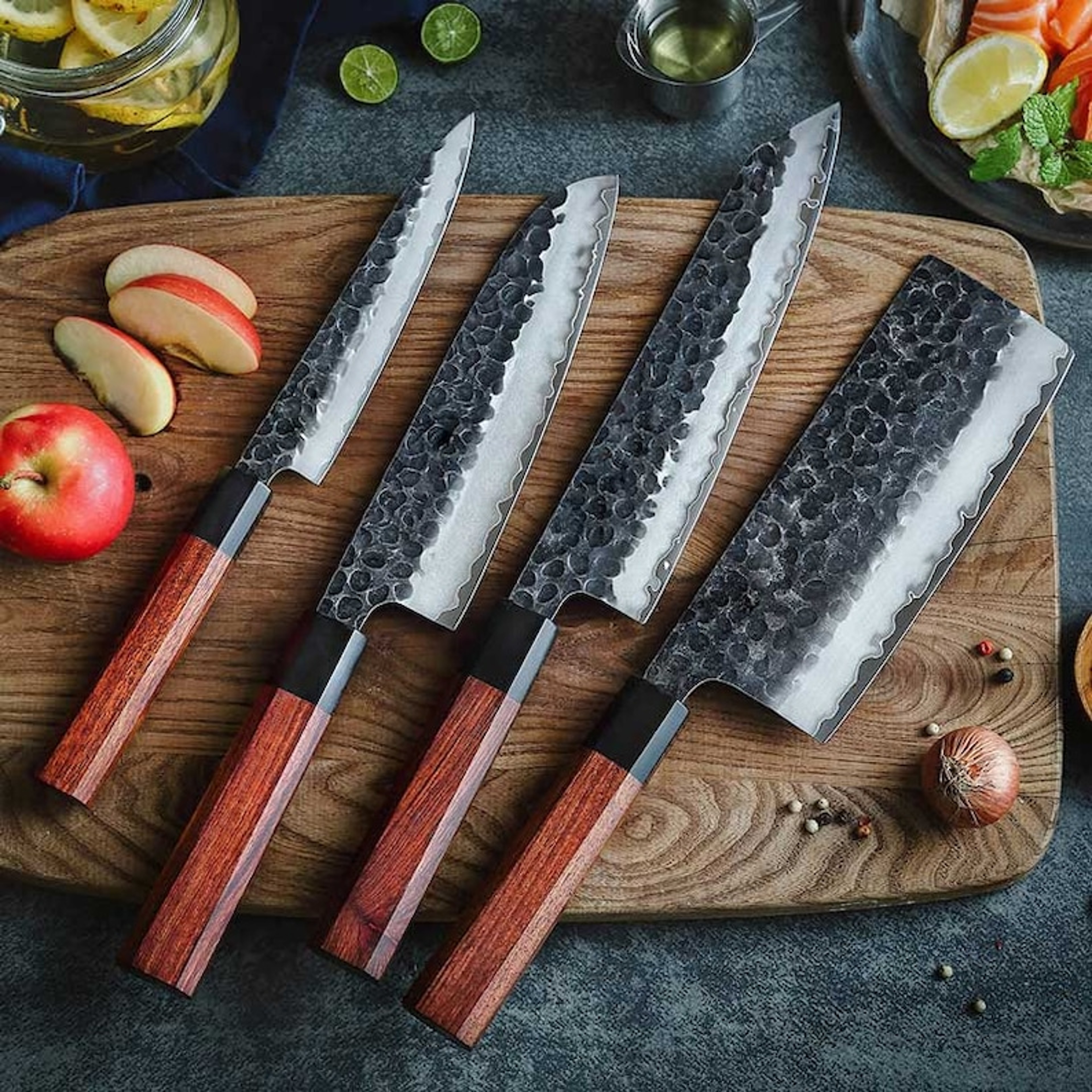 Chef Set 5Pcs Hand Forged Damascus Steel , Damascus Knife Set, Damascus Chef's – view 1