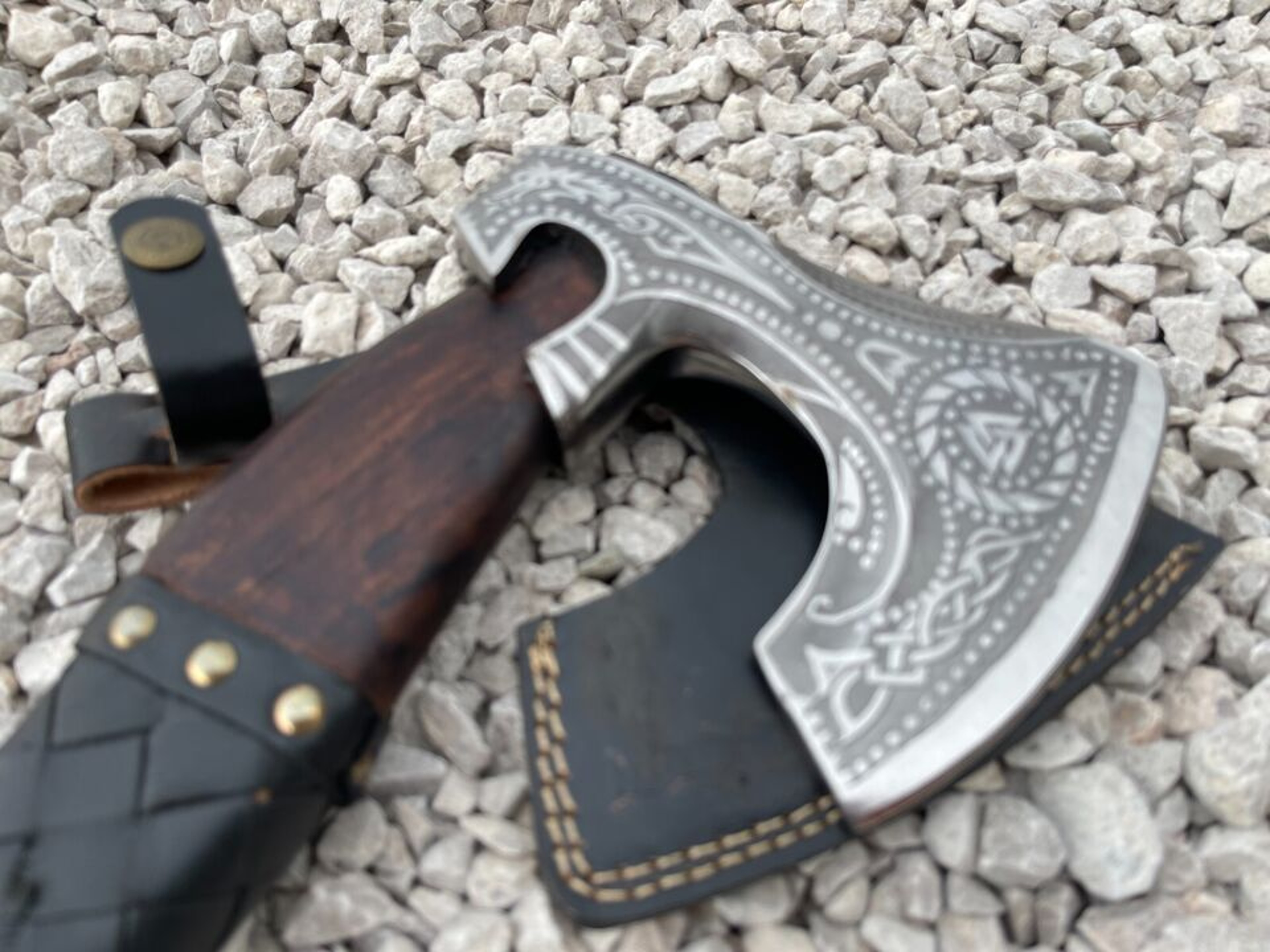 3DViking Axe HATCHET Axe Custom Handmade Carbon Steel Blade TOMAHAWKAxe Gift Axe – view 2