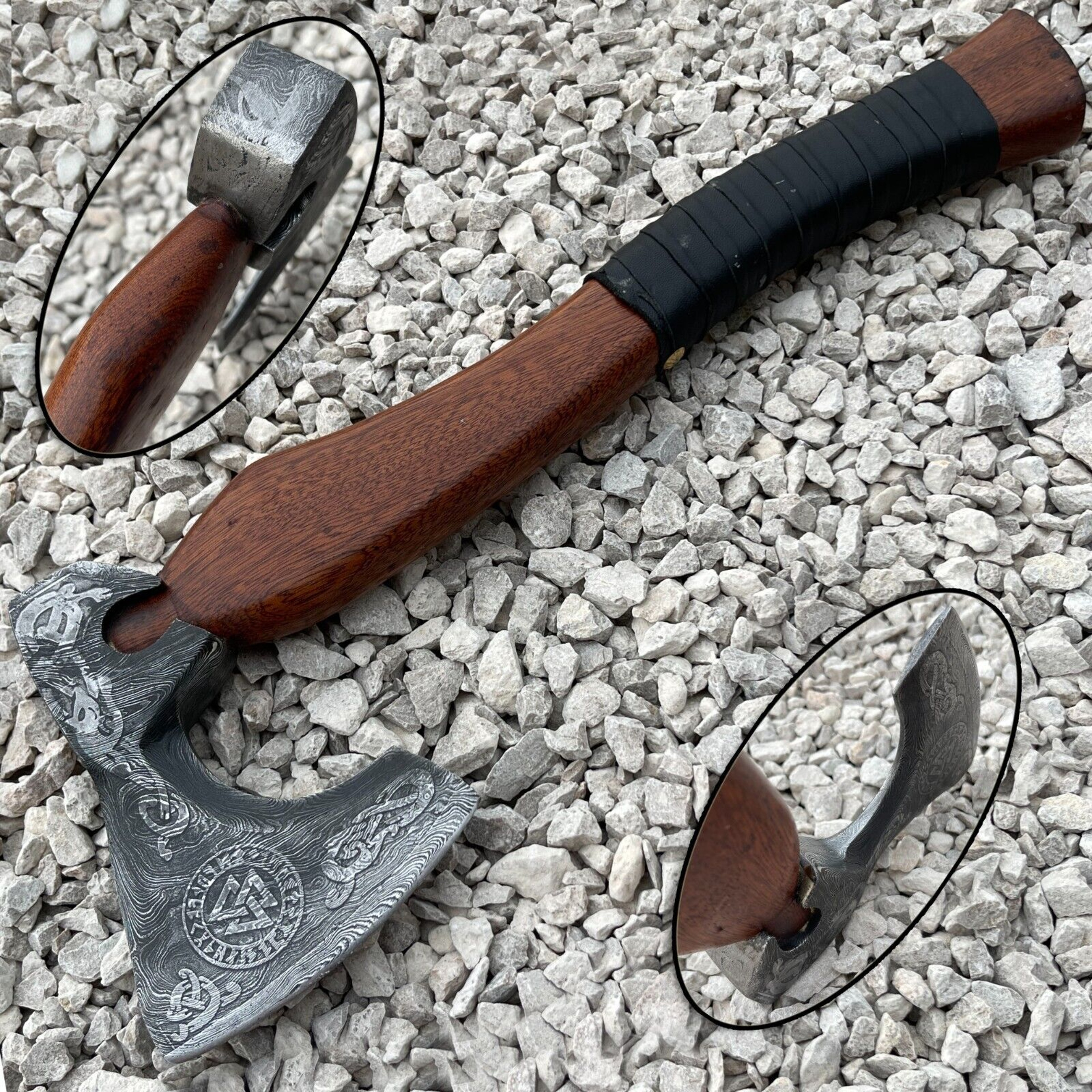 Viking Axe Custom Handmade unqDamascus Steel Blade Hunting/Camping Axe Christmas – view 6