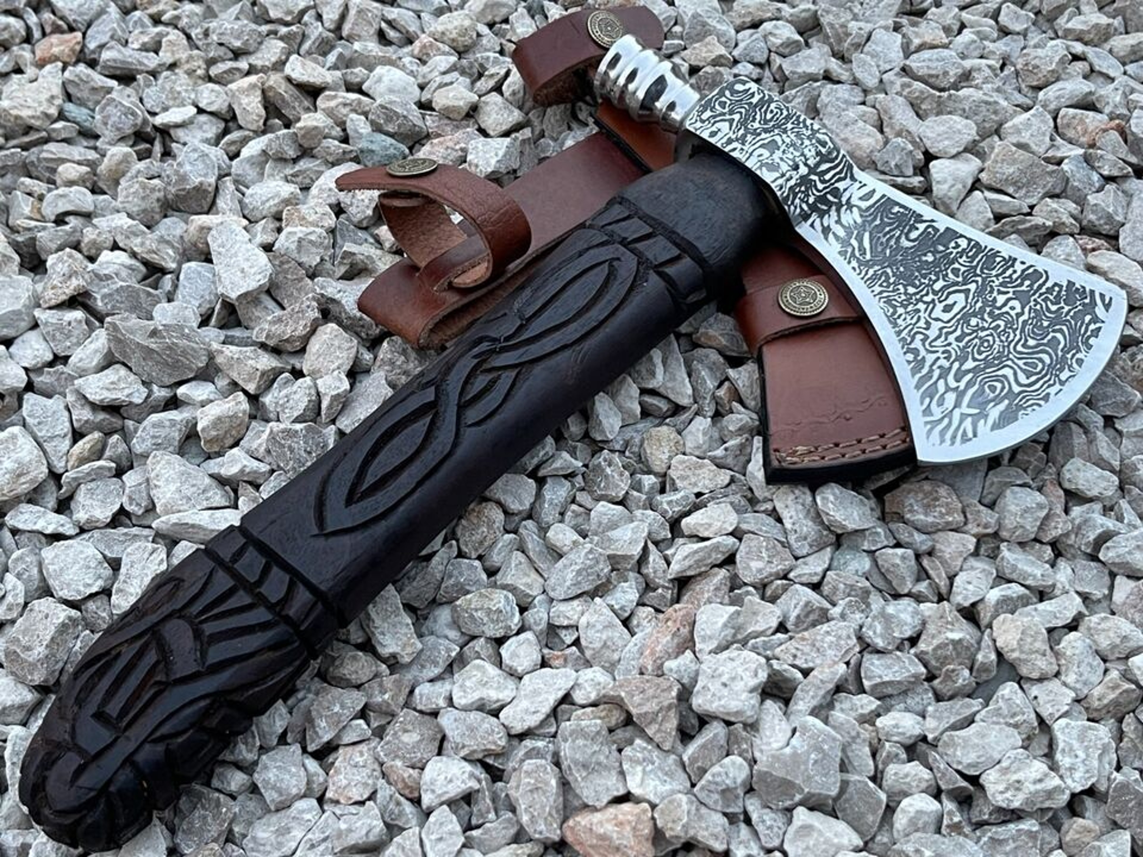 Viking Axe Custom Handmade Carbon Steel Blade Camping Axe Hammer axe W/LSHEATH, – view 3