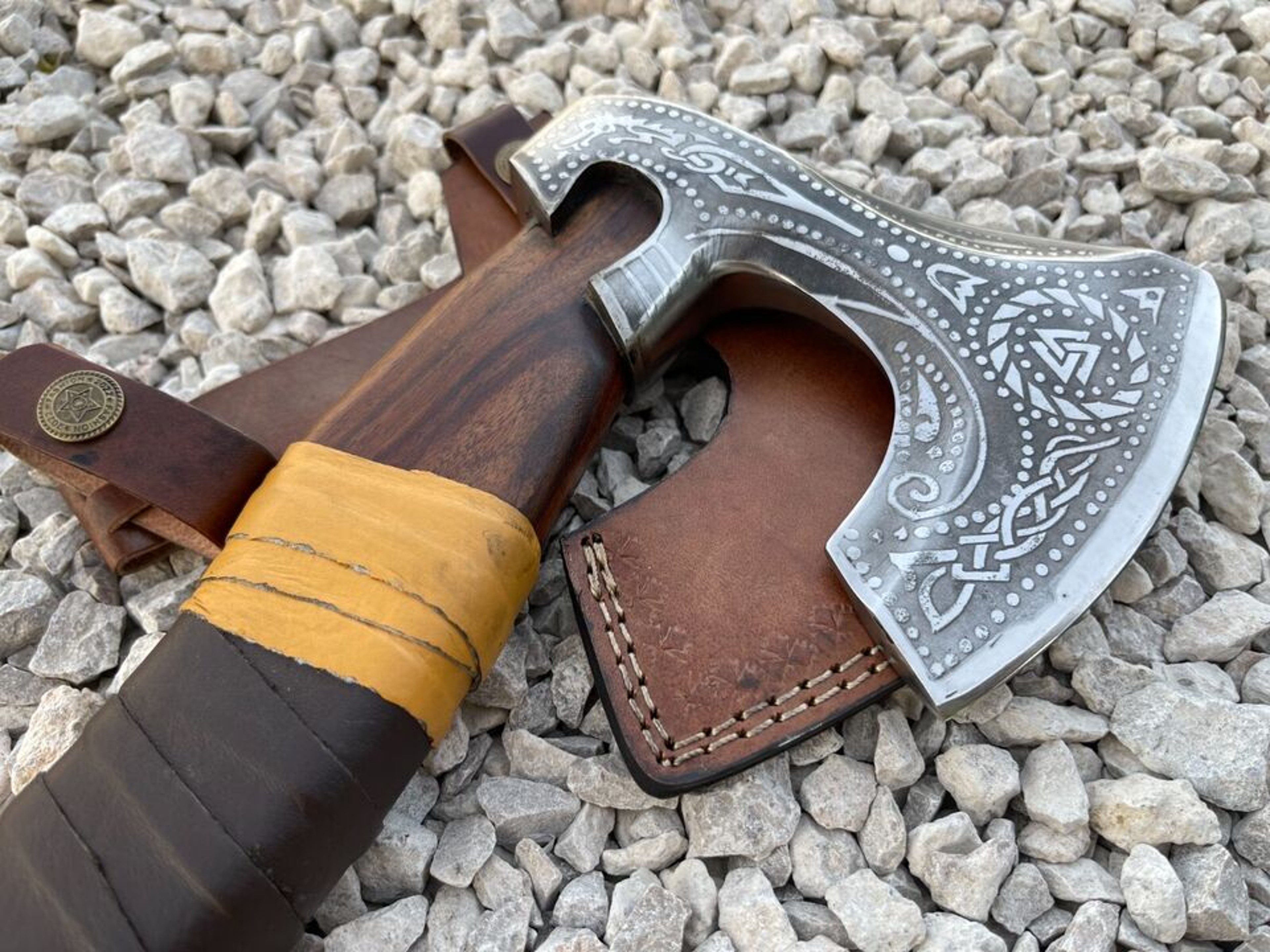 Unique Viking Axe Custom Handmade Carbon Steel Blade Axe Camping Axe Christmas – view 1