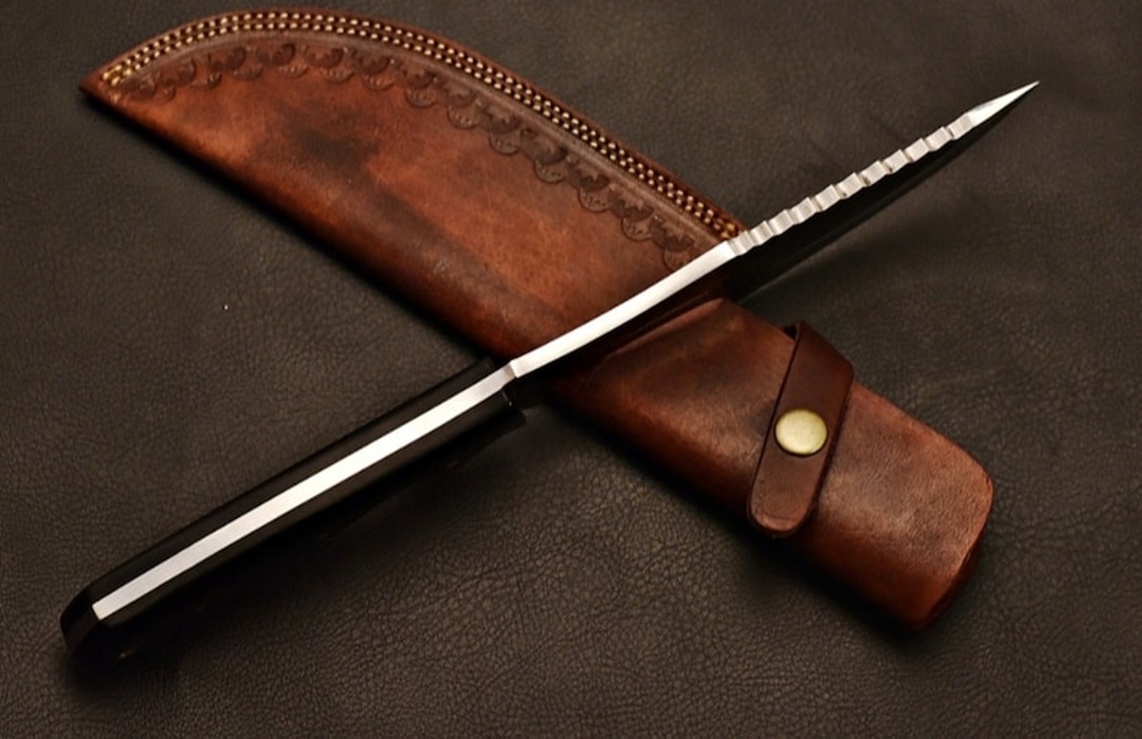Handmade Tracker Knife 1095 Steel With Leather Sheath gift for mens – view 2