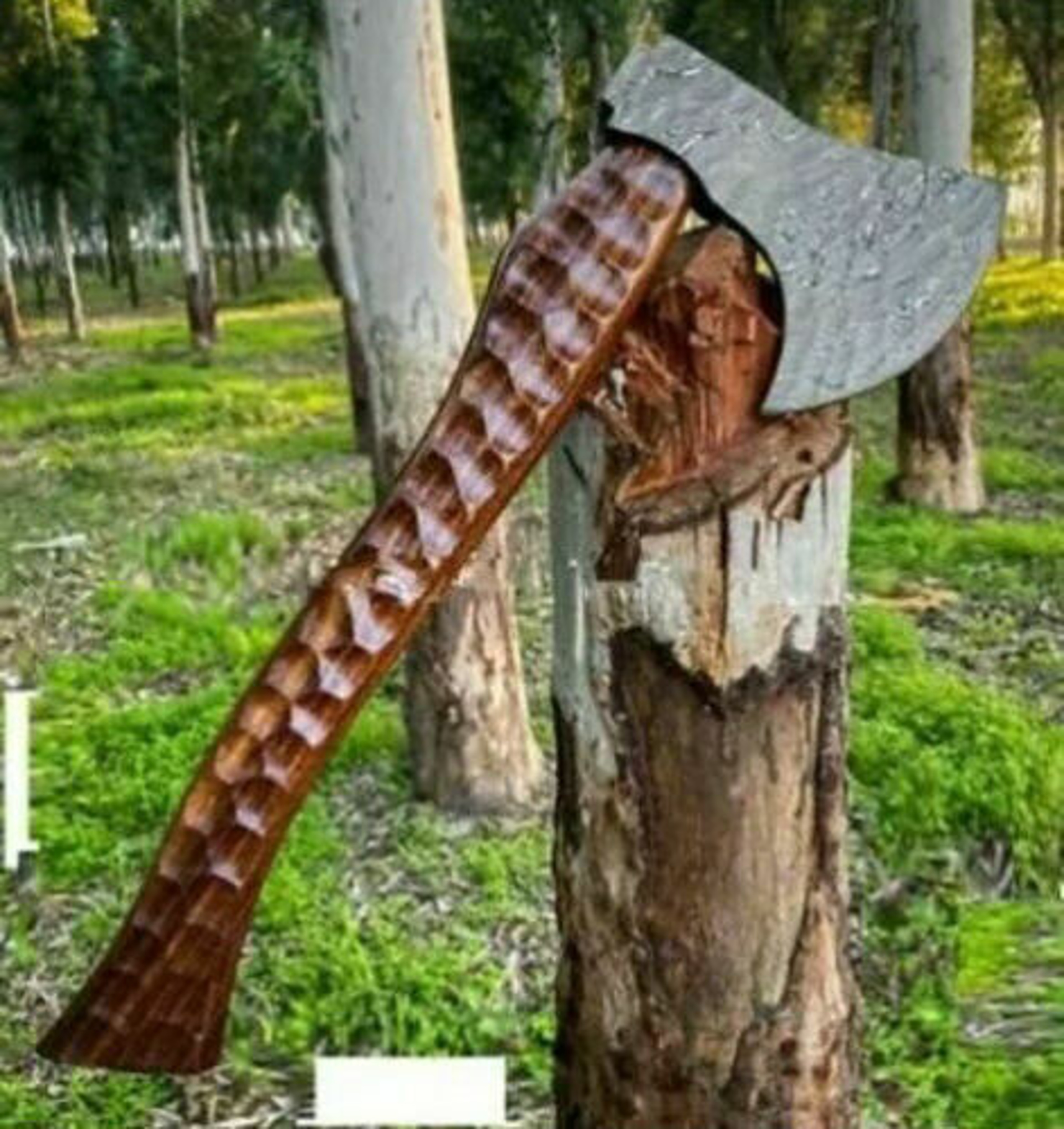 Handmade Damascus Steel Viking Tomahawk Axe – Twisted Pattern 20" Outdoor Camping Hatchet – view 2