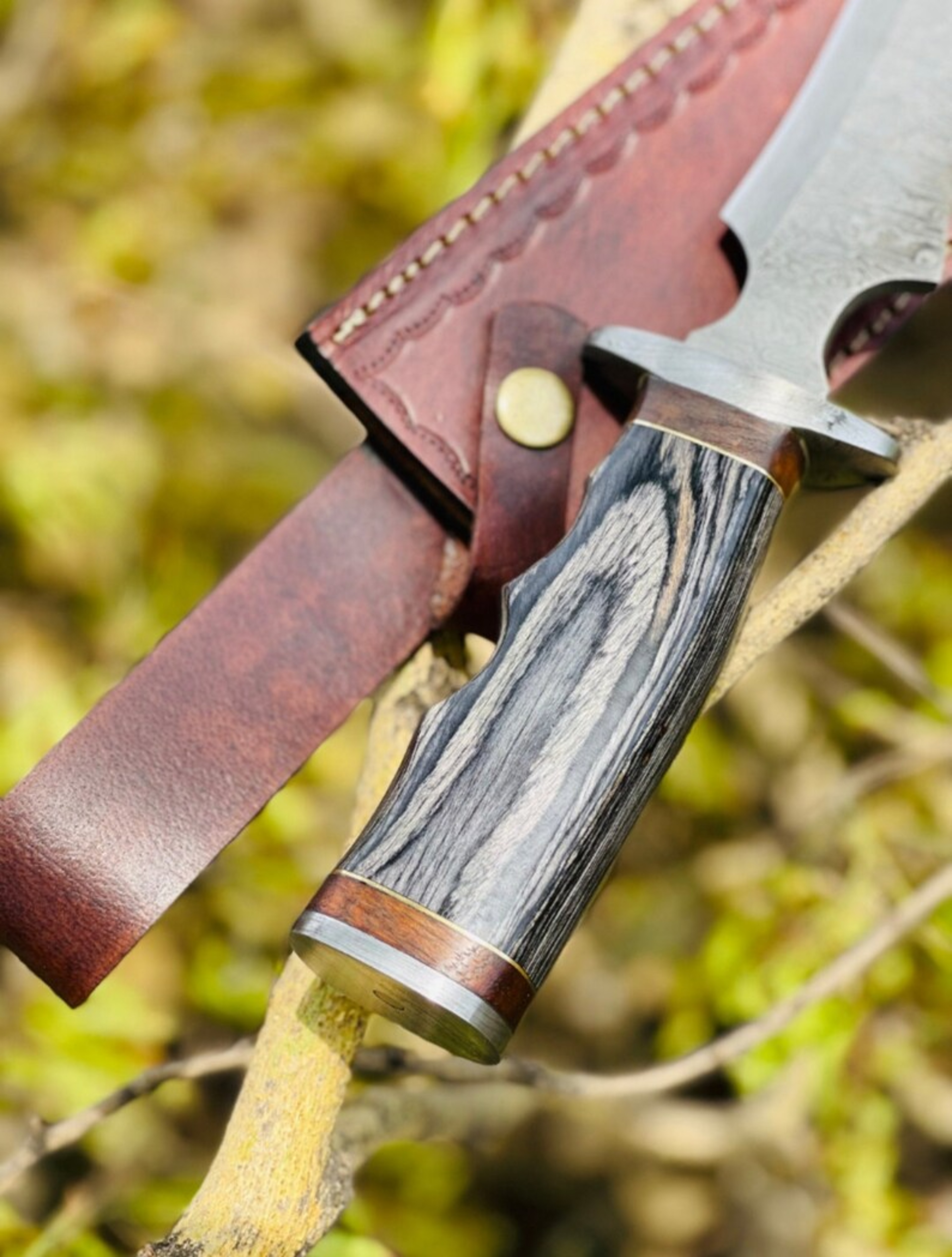 Bowie Knife : Custom Handmade Damascus Steel Bowie Knife, Pakka wood Handle , gift for mens – view 4