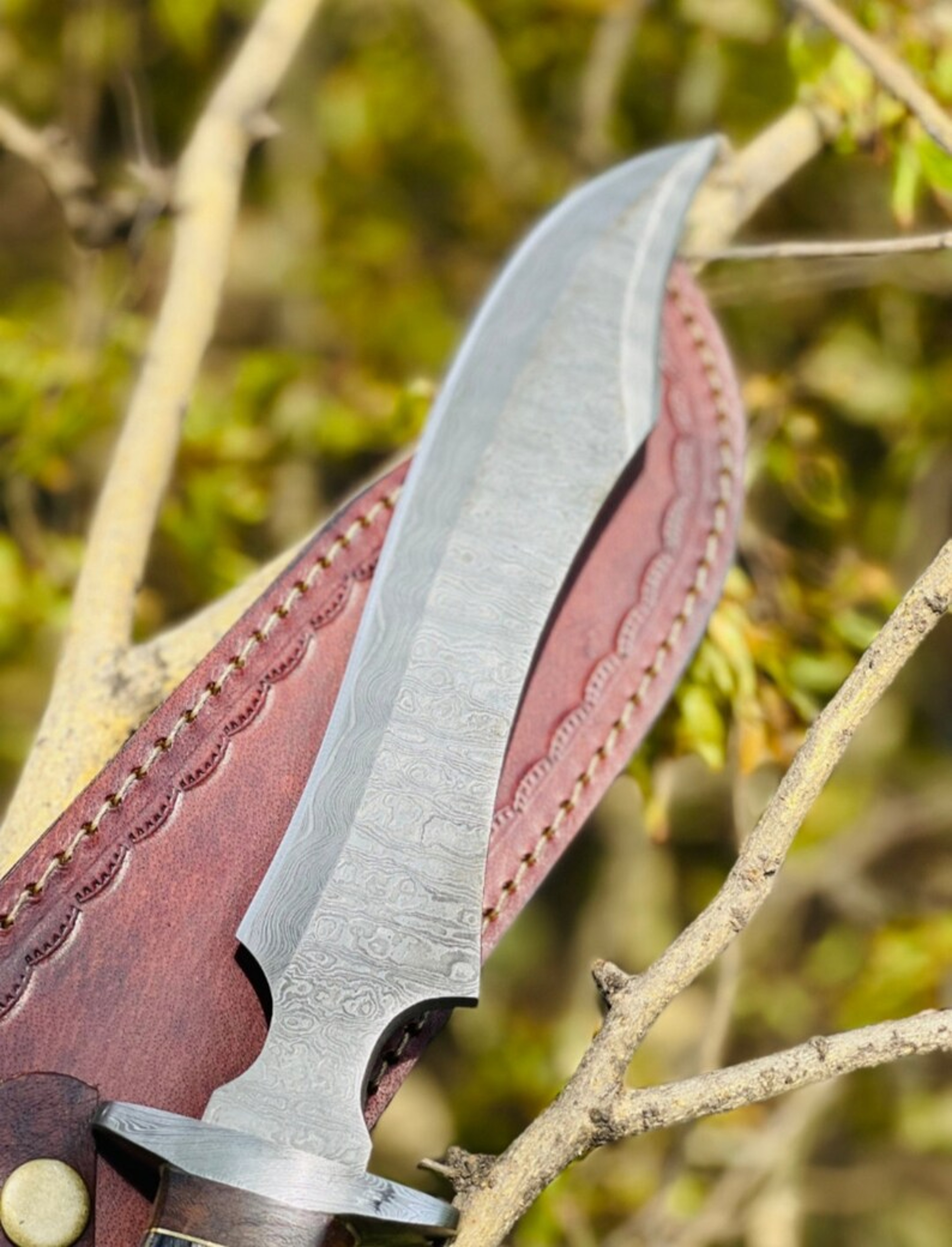 Bowie Knife : Custom Handmade Damascus Steel Bowie Knife, Pakka wood Handle , gift for mens – view 3