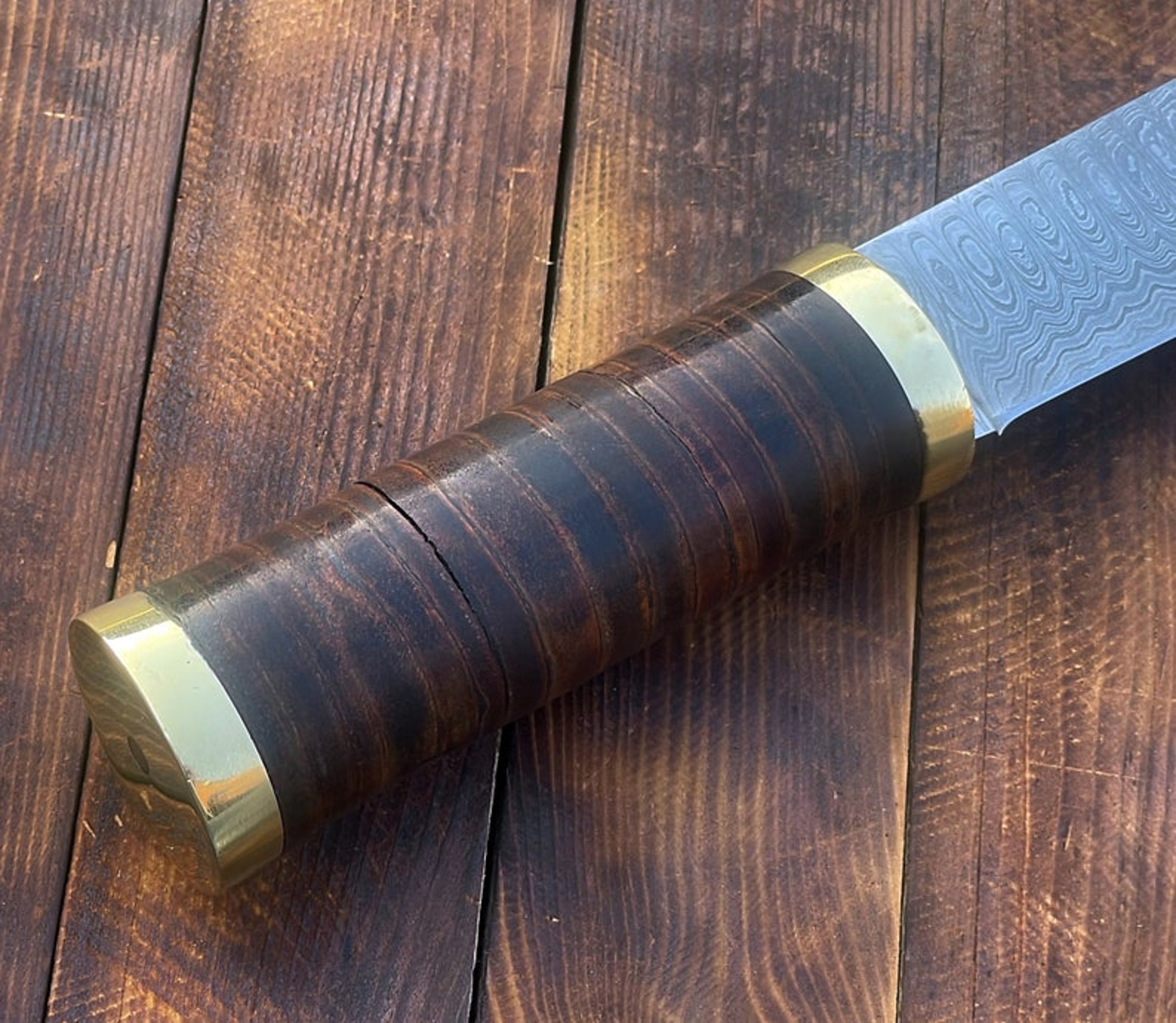 Hunting Knife Custom Made Damascus Steel Viking Seax Knife RKP2 – view 2