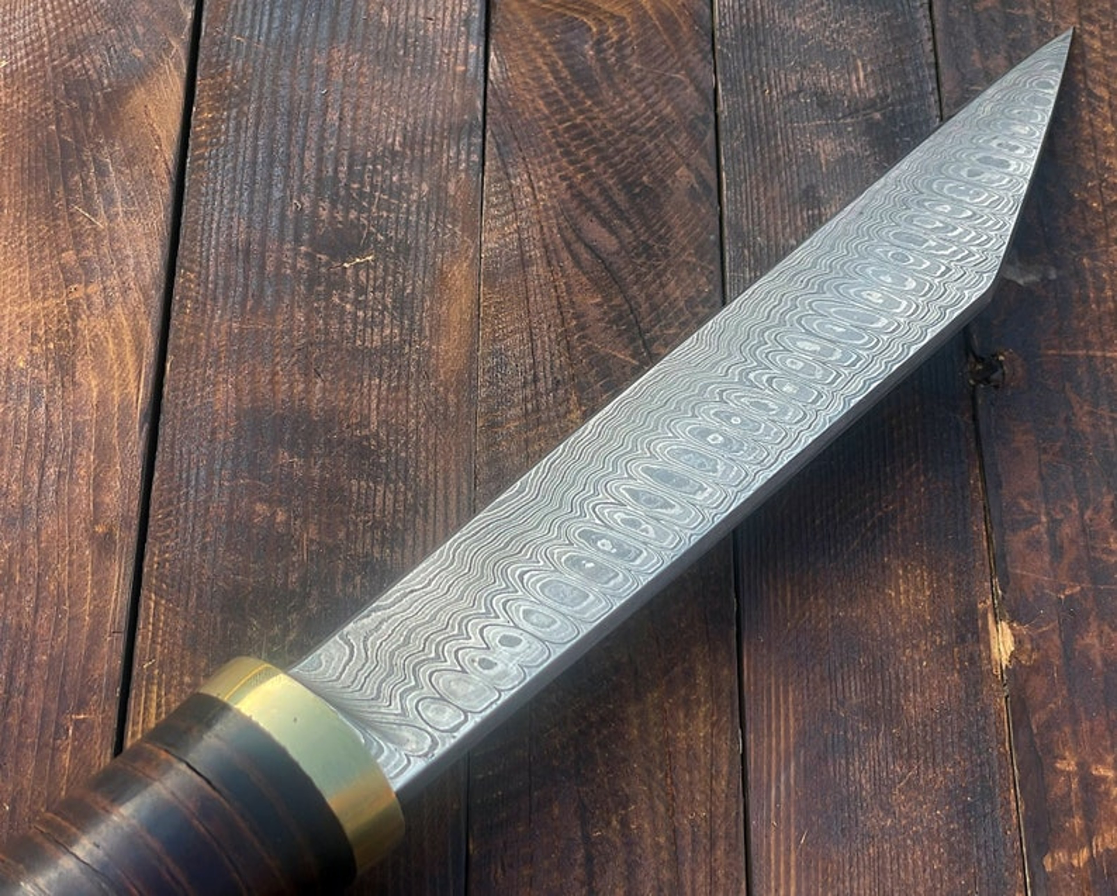 Hunting Knife Custom Made Damascus Steel Viking Seax Knife RKP2 – view 5