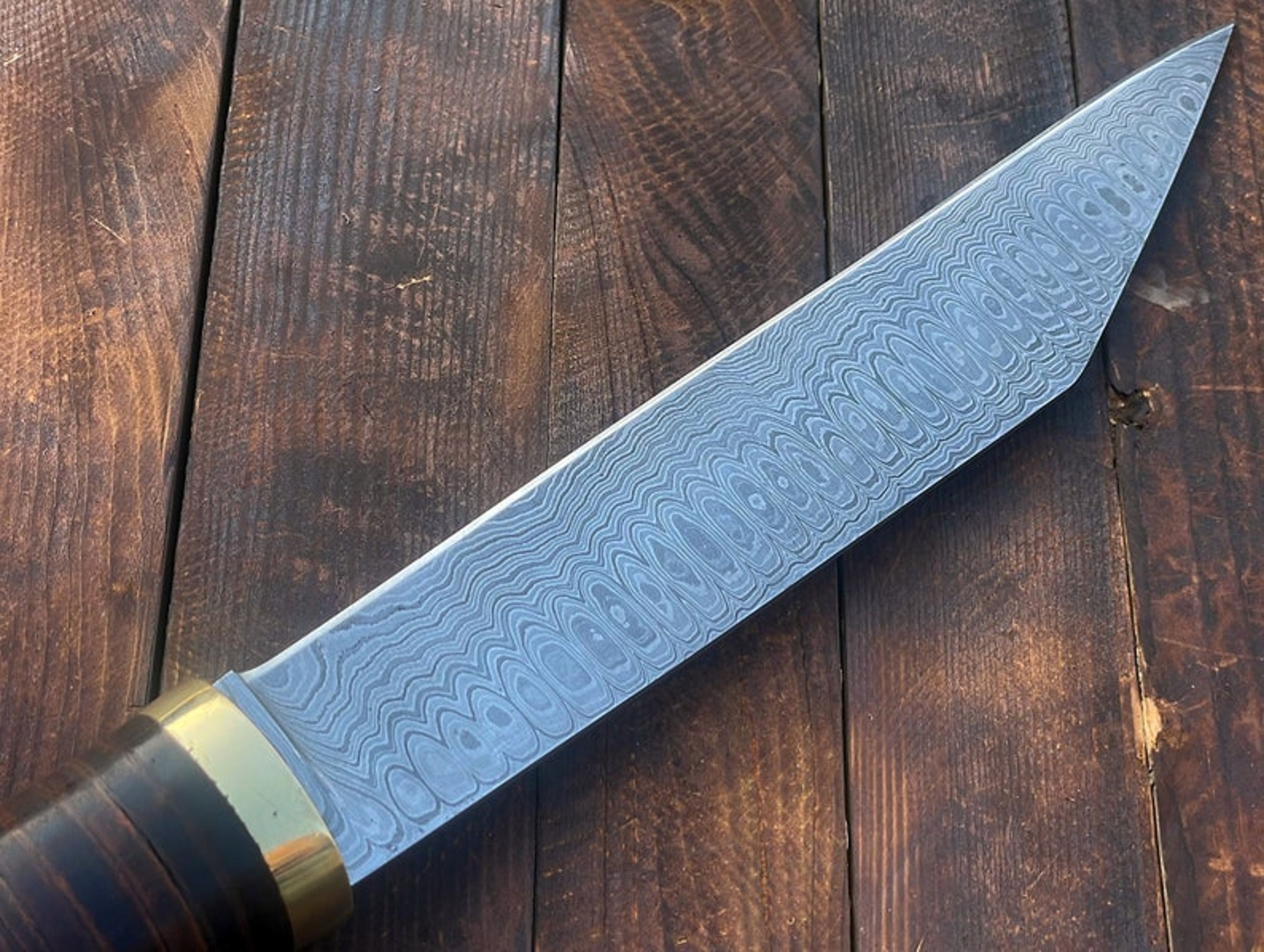 Hunting Knife Custom Made Damascus Steel Viking Seax Knife RKP2 – view 6