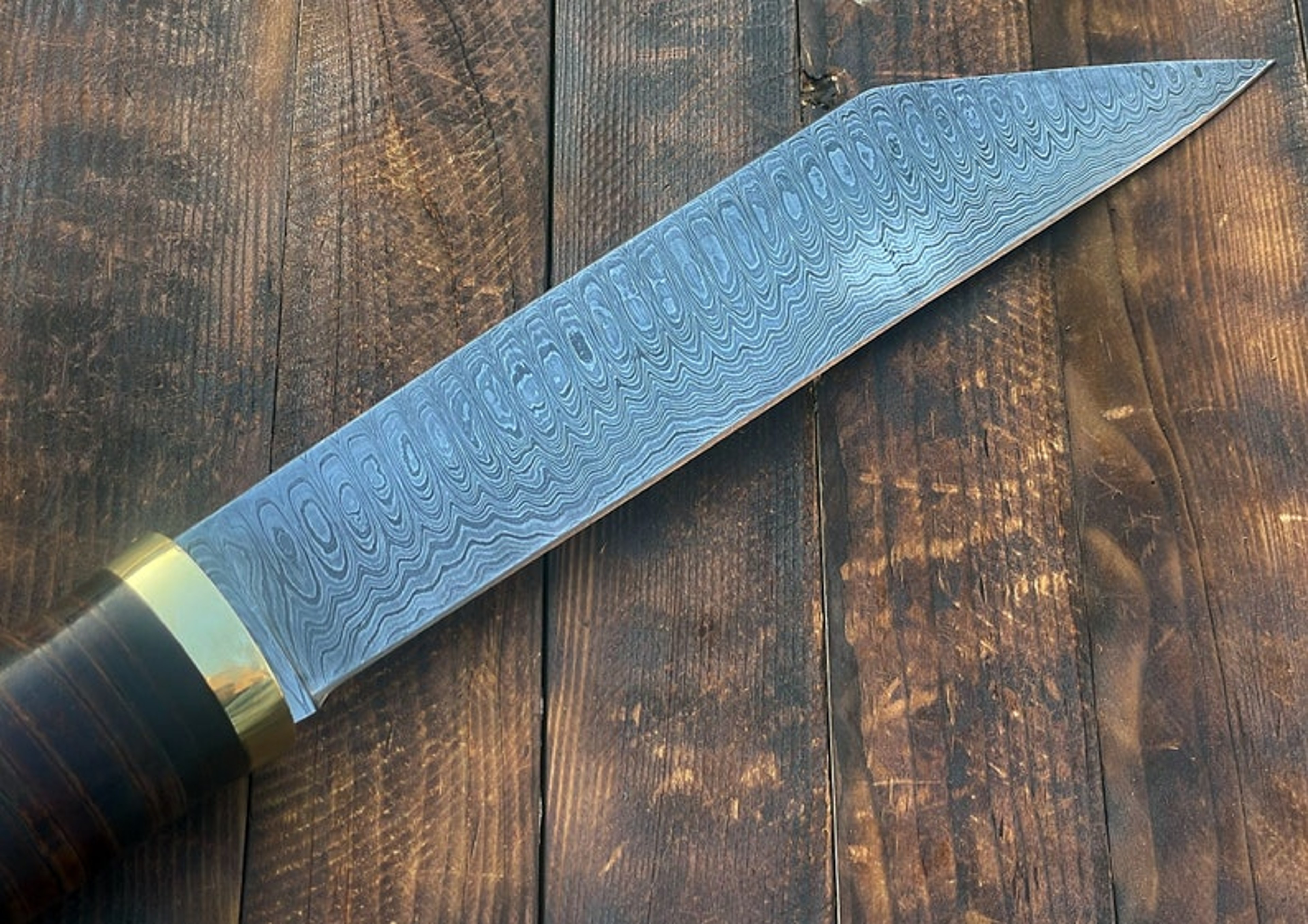 Hunting Knife Custom Made Damascus Steel Viking Seax Knife RKP2 – view 4