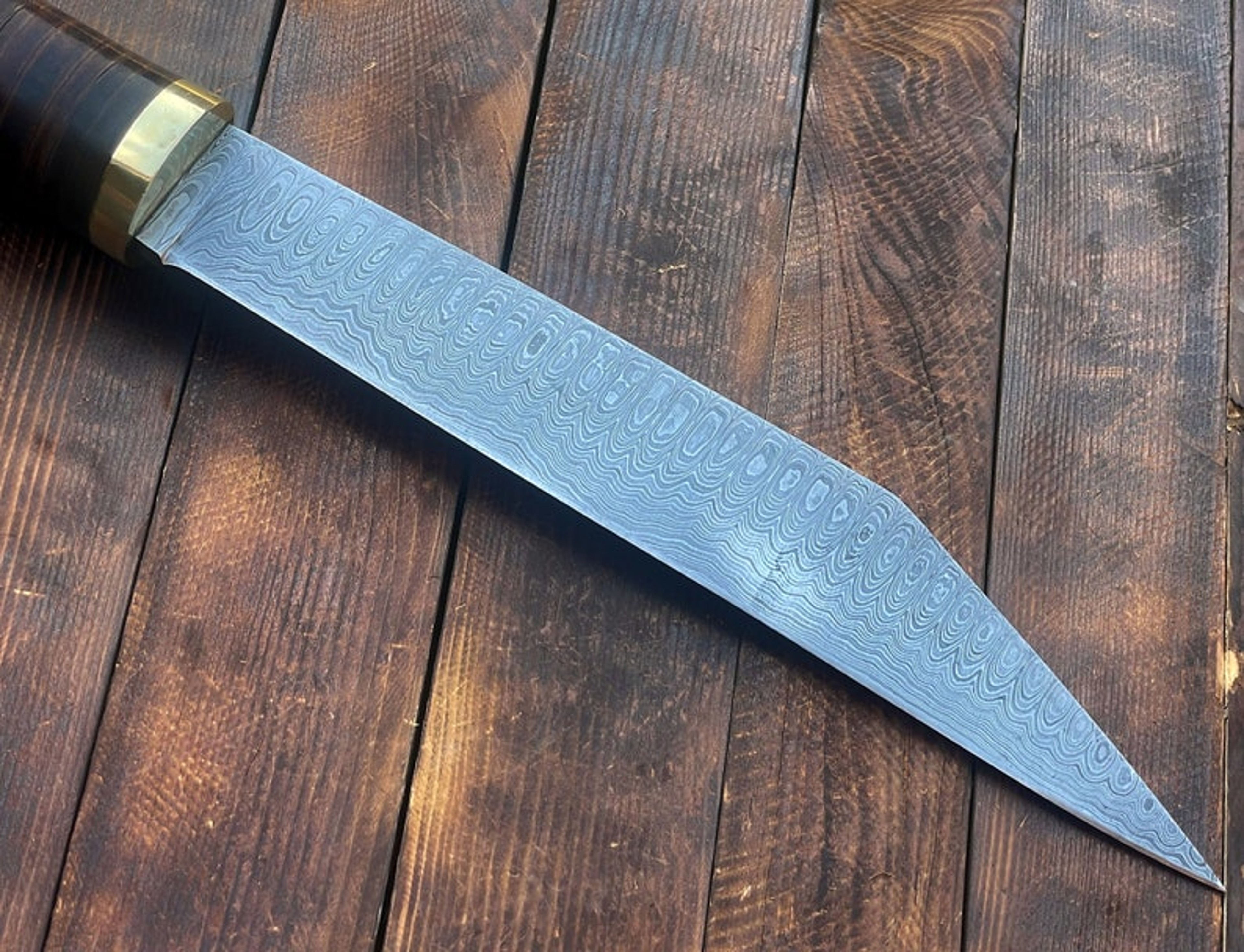 Hunting Knife Custom Made Damascus Steel Viking Seax Knife RKP2 – view 3