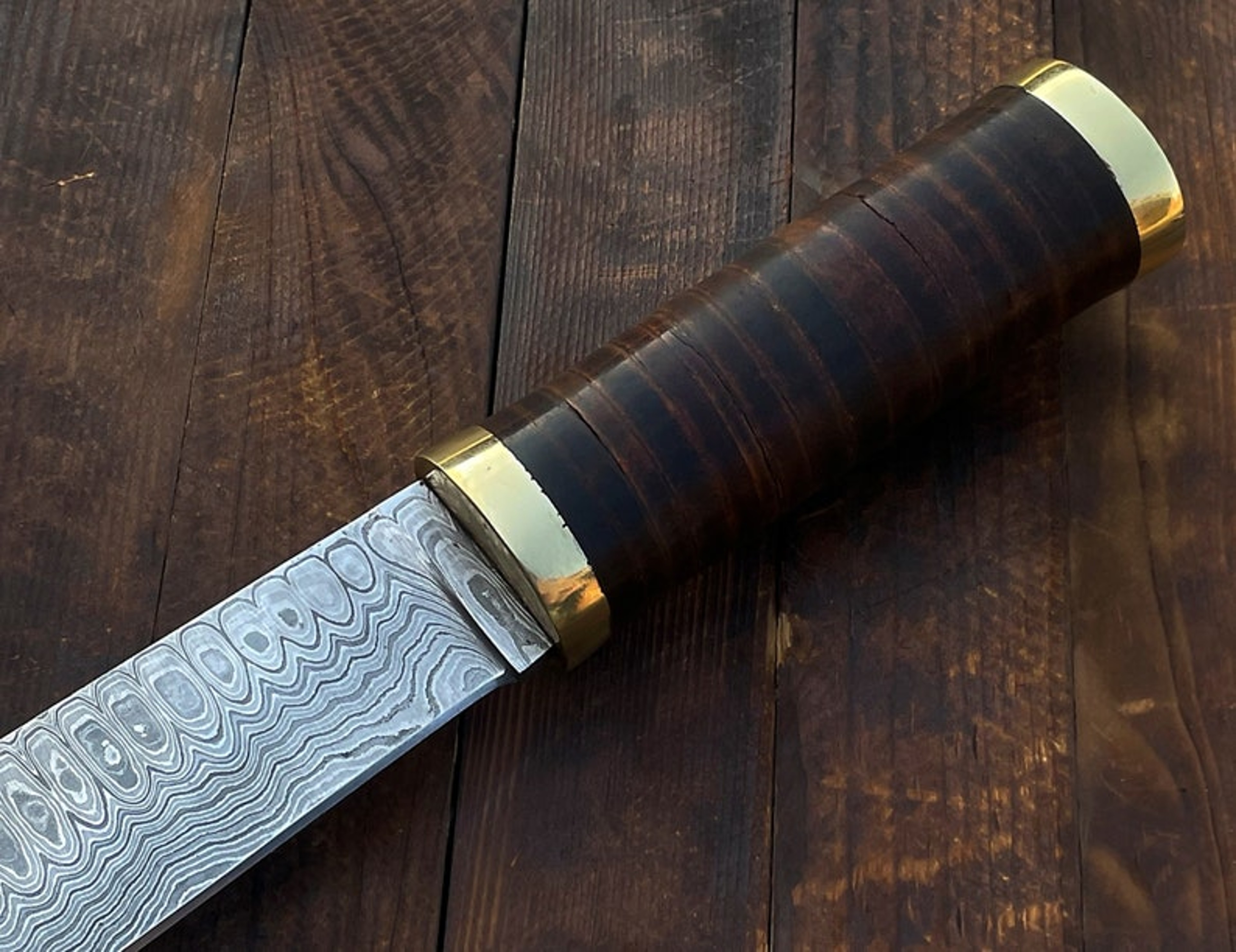 Hunting Knife Custom Made Damascus Steel Viking Seax Knife RKP2 – view 7