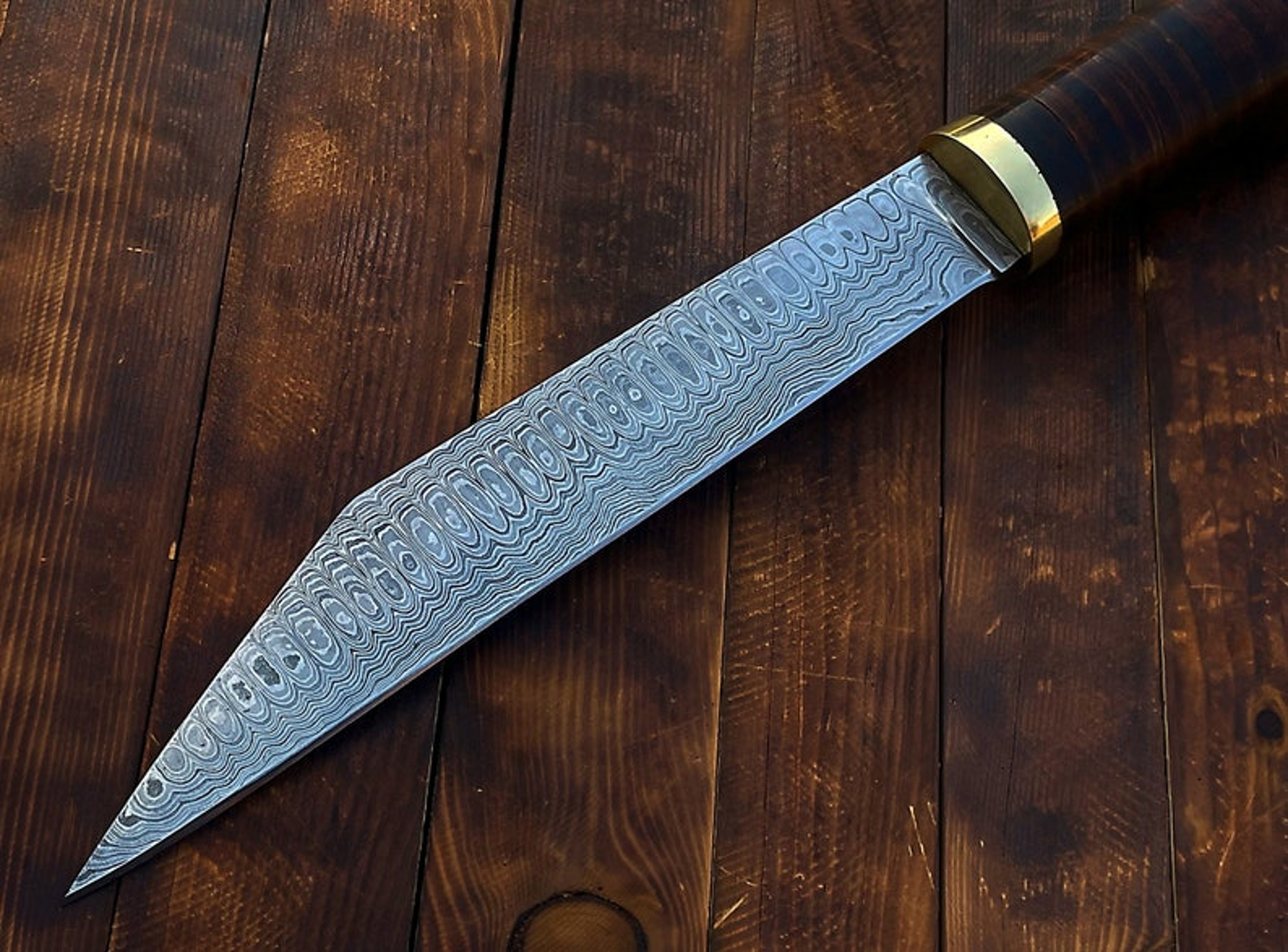 Hunting Knife Custom Made Damascus Steel Viking Seax Knife RKP2 – view 8