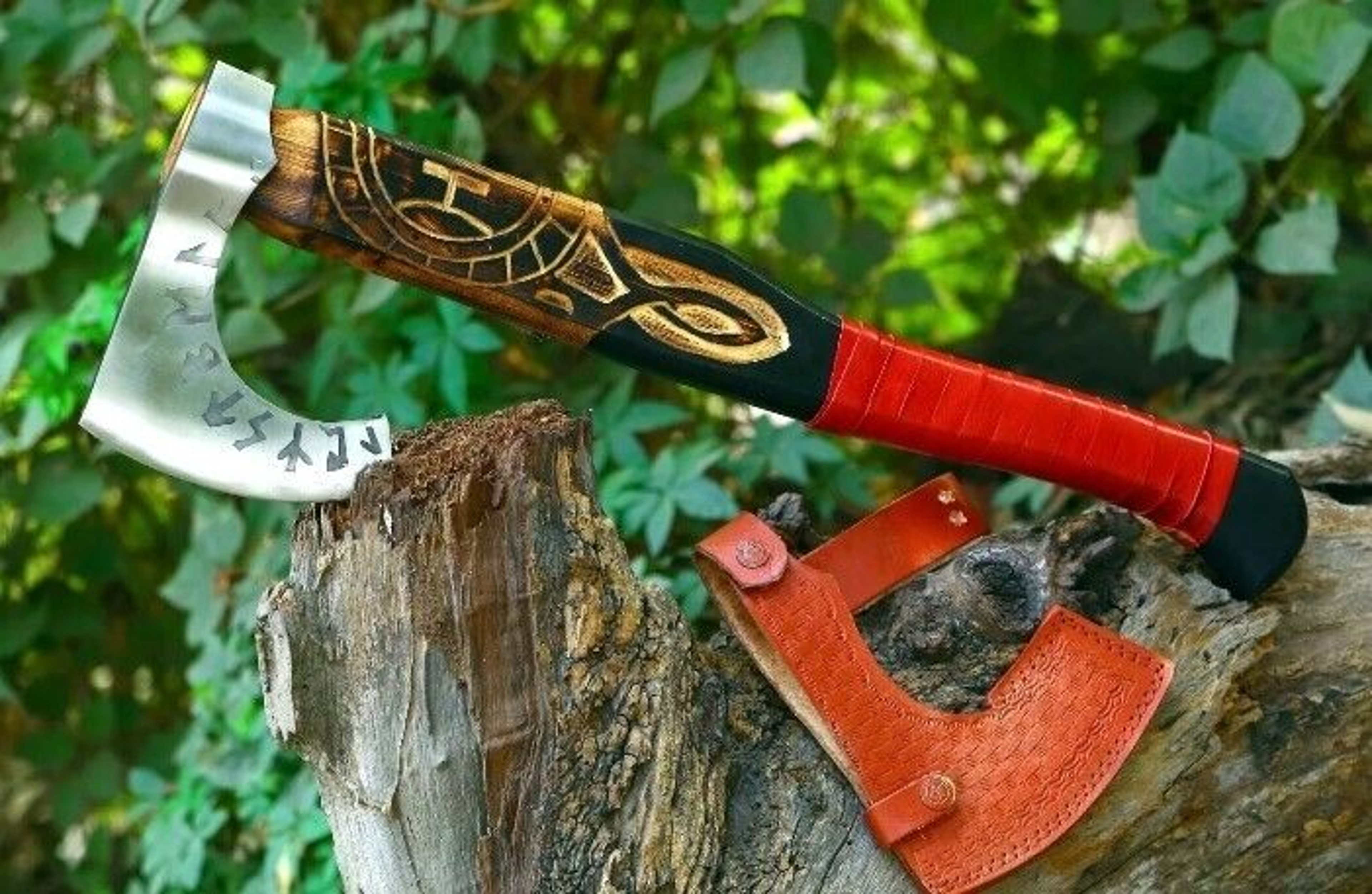 CUSTOM HANDMADE HIGH CARBON STEEL HUNTING VIKING BEARDED HATCHET TOMAHAWK AXE – view 5