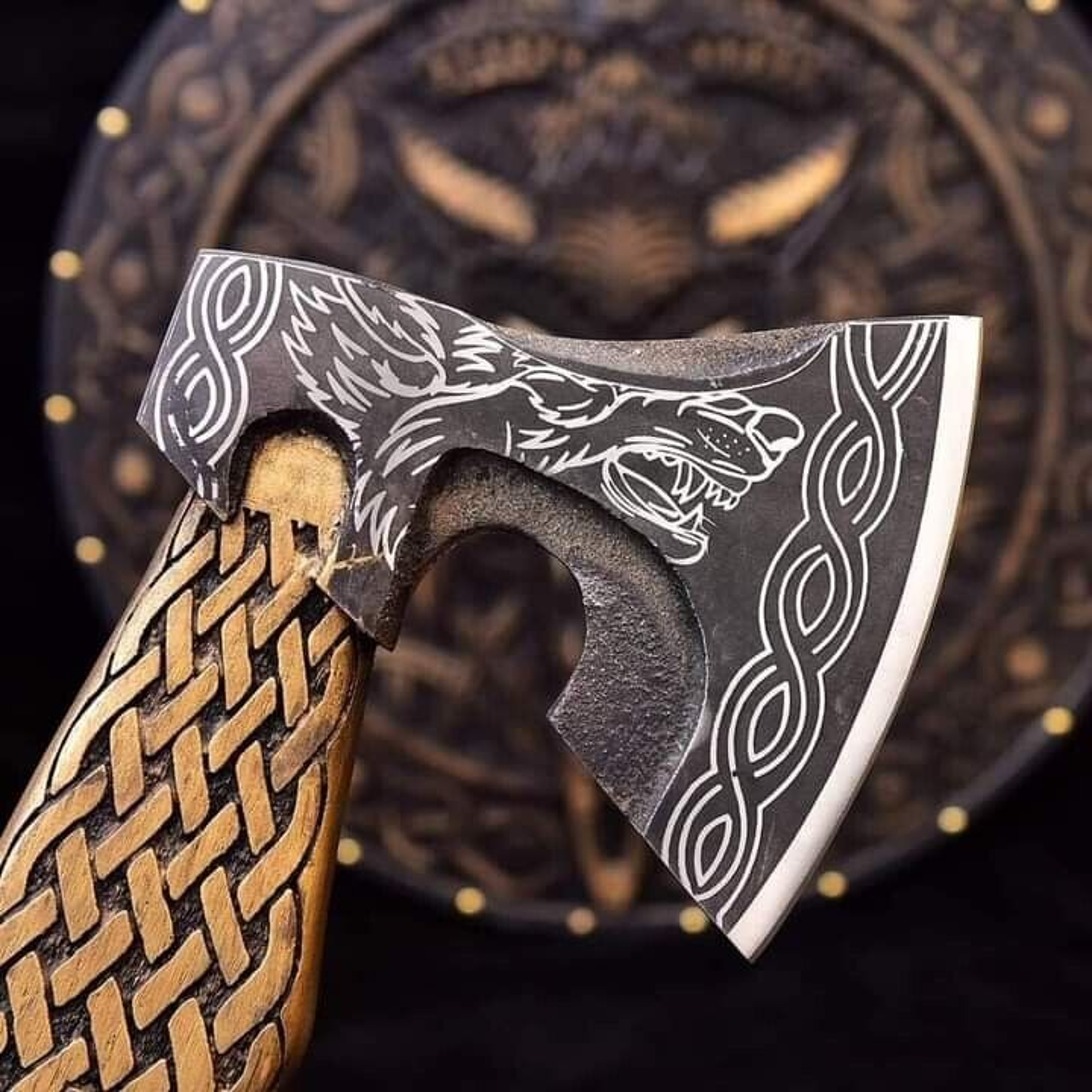 CUSTOM HANDMADE HIGH CARBON STEEL VIKING BEARDED HATCHET HUNTING TOMAHAWK AXE – view 3