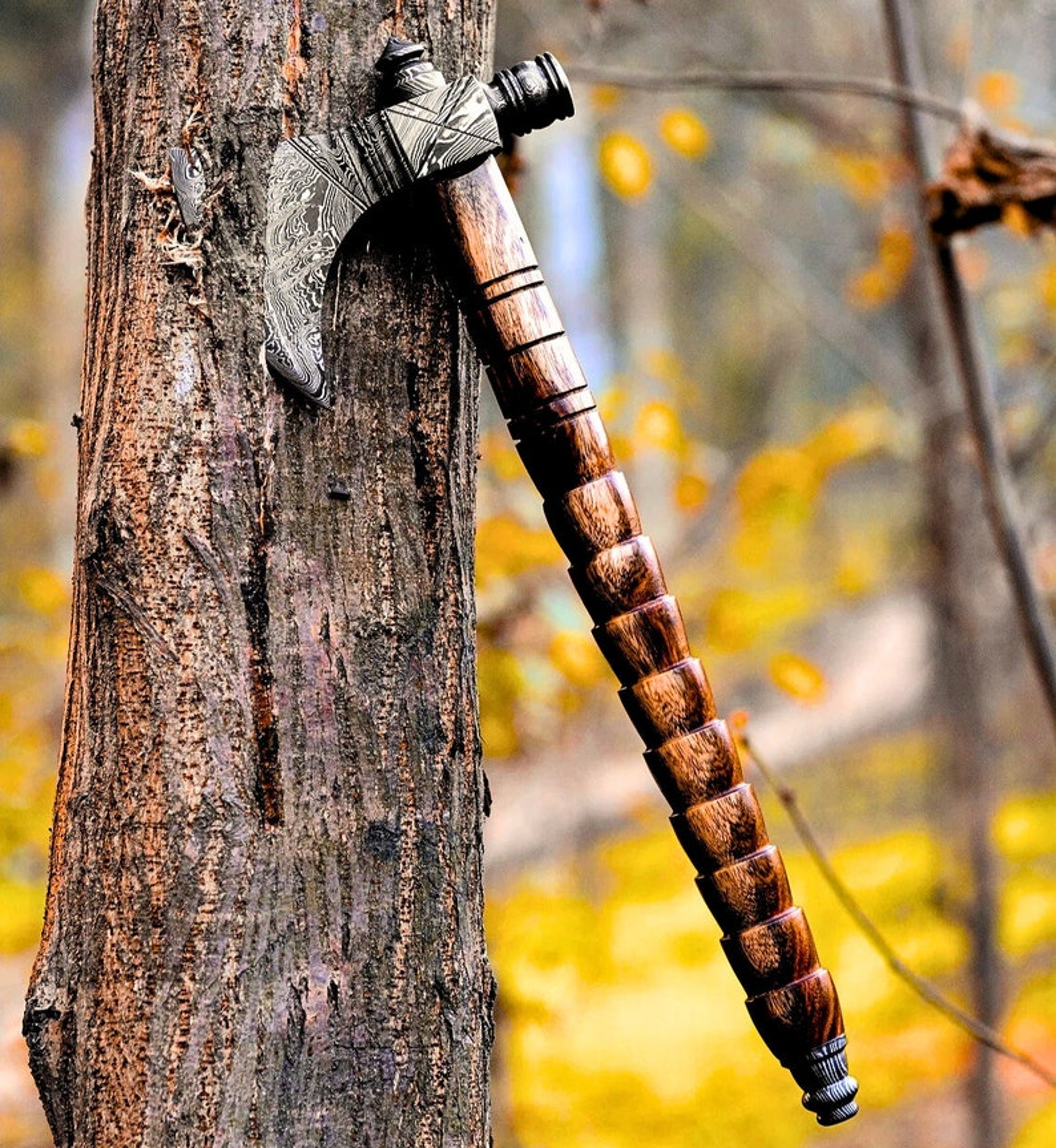 Damascus Steel Tomahawk, Hatchet Axe Hunting Camping Axe Handmade Perfect Gift for Him, Gift for Dad – view 2